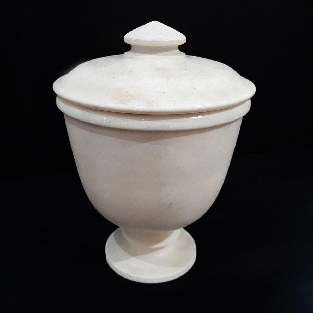 Hand-Carved Marble Goblet from India, with Lid 4