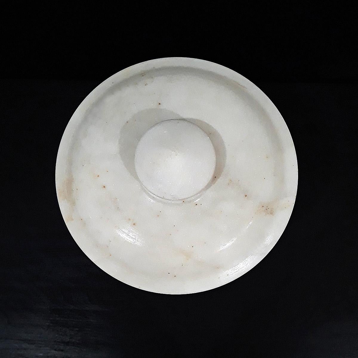 Indian Hand-Carved Marble Goblet from India, with Lid