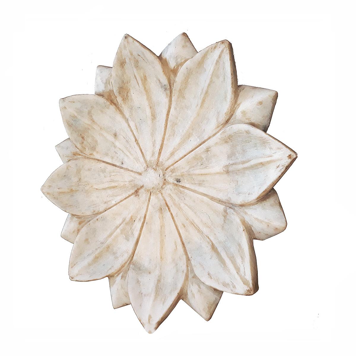 Anglo-Indian Hand-Carved Marble Lotus Plate, Mid 20th Century