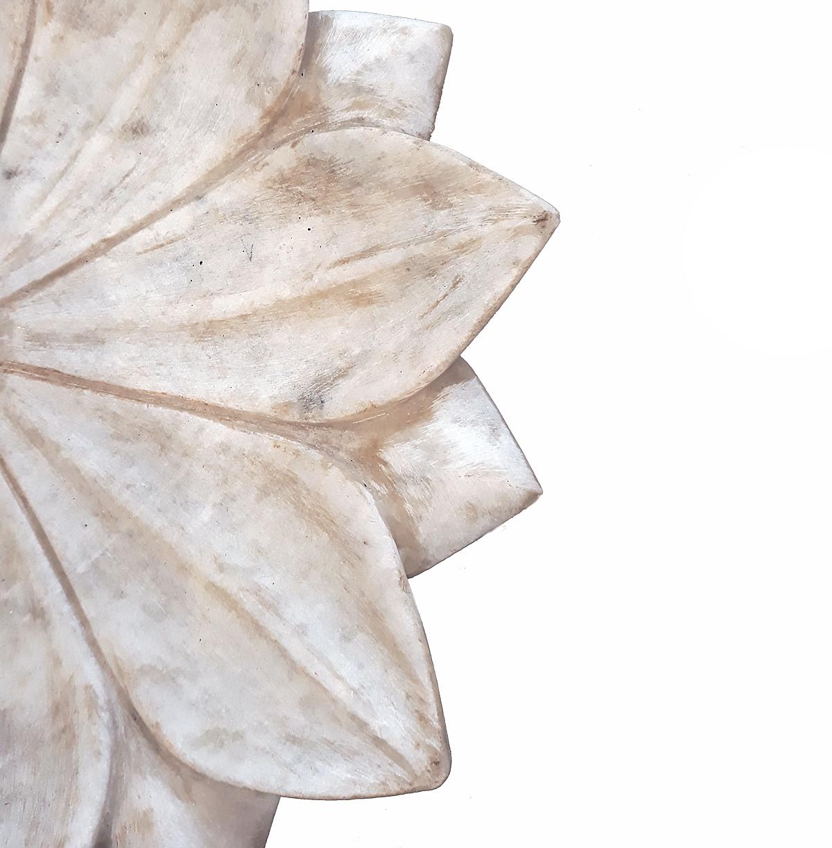 Hand-Carved Marble Lotus Plate, Mid 20th Century In Good Condition In New York, NY