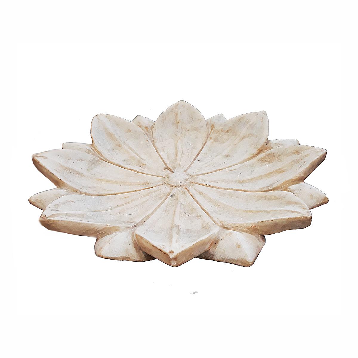 Mid-20th Century Hand-Carved Marble Lotus Plate, Mid 20th Century