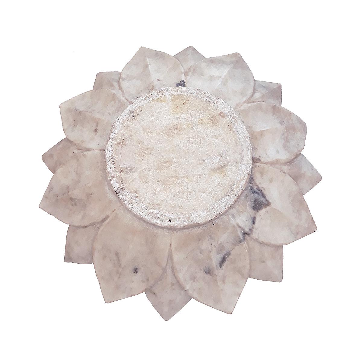 Hand-Carved Marble Lotus Plate, Mid 20th Century 1