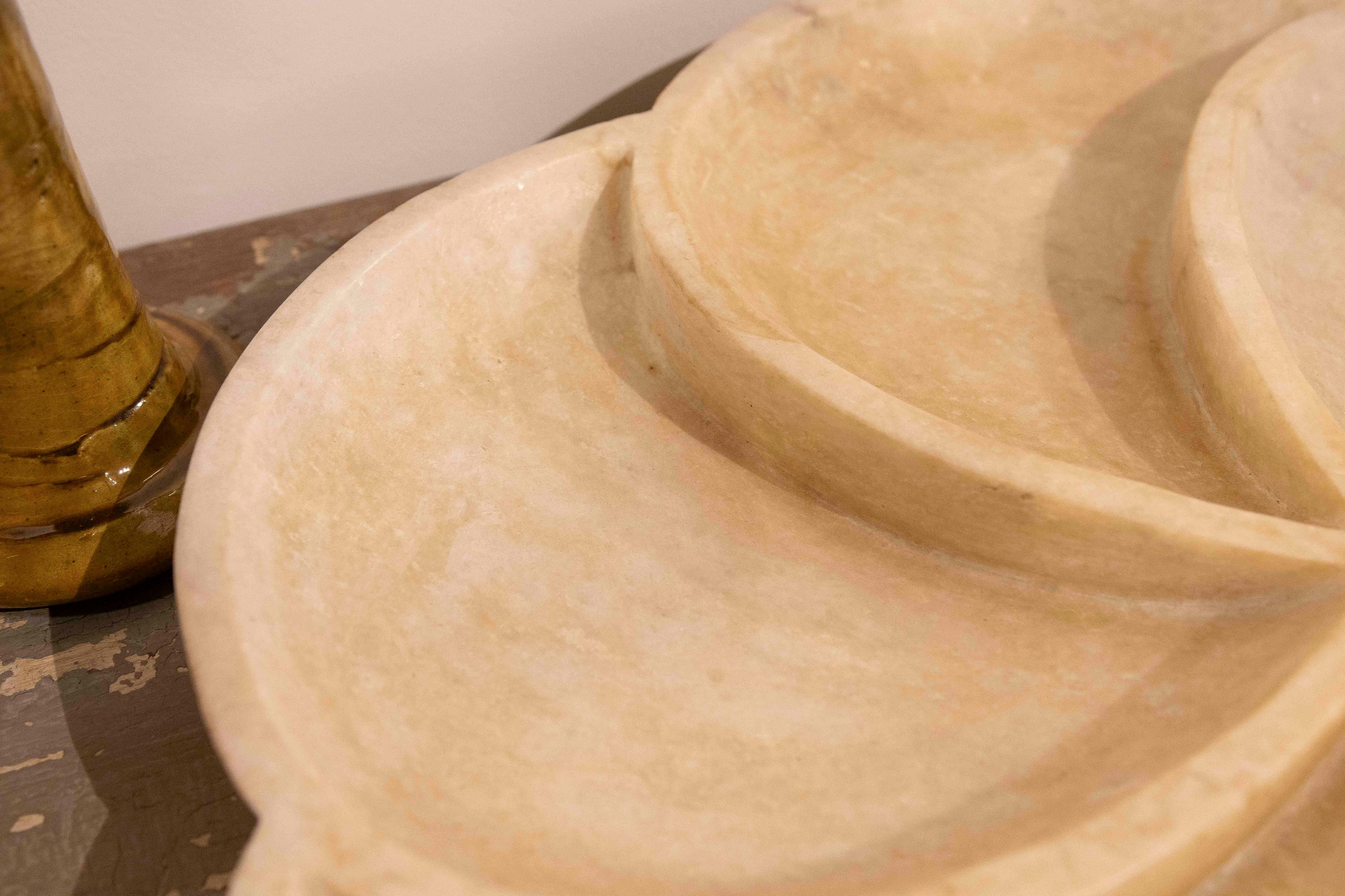 Hand Carved Marble Plate with Rounded Forms For Sale 5