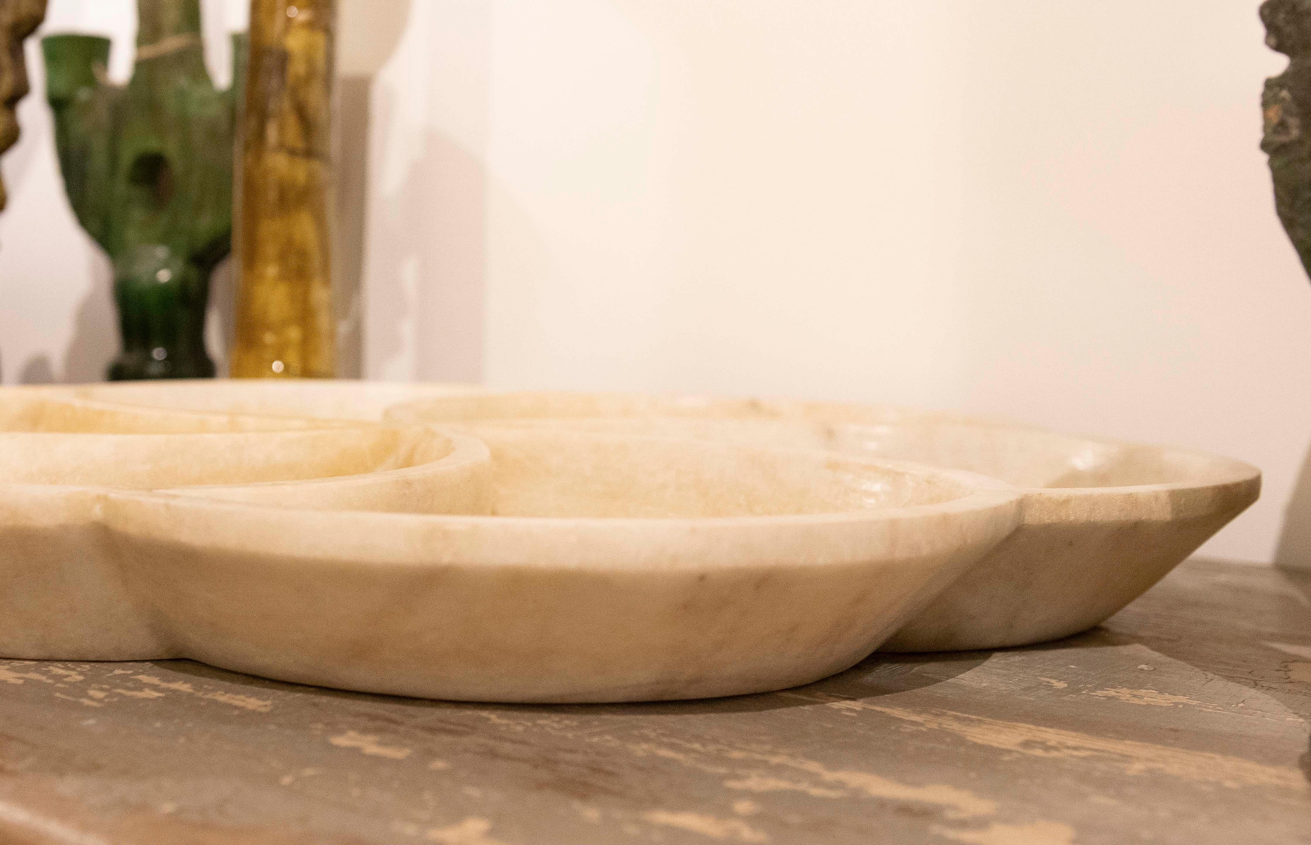 Hand Carved Marble Plate with Rounded Forms For Sale 6