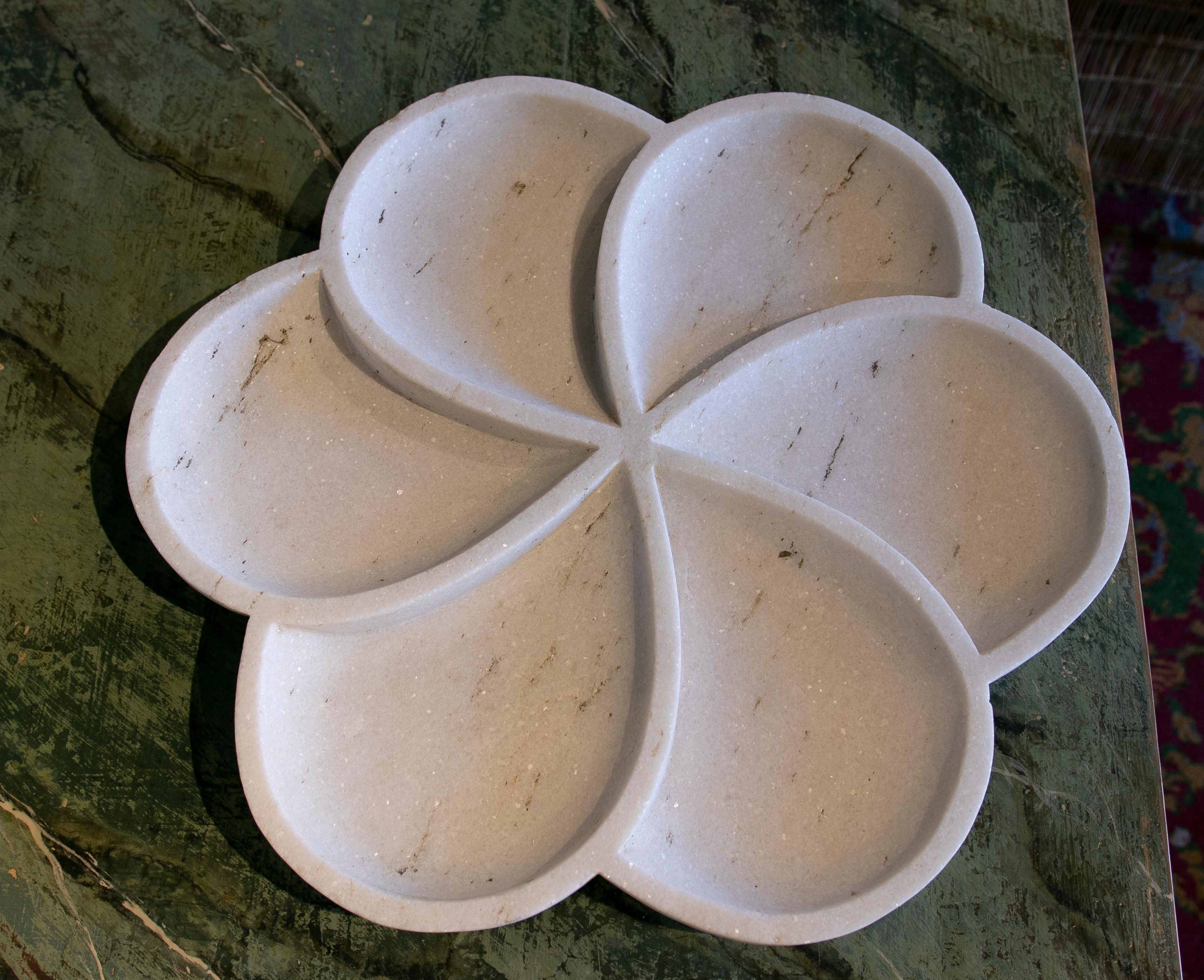 20th Century Hand-Carved Marble Plate with Rounded Forms For Sale