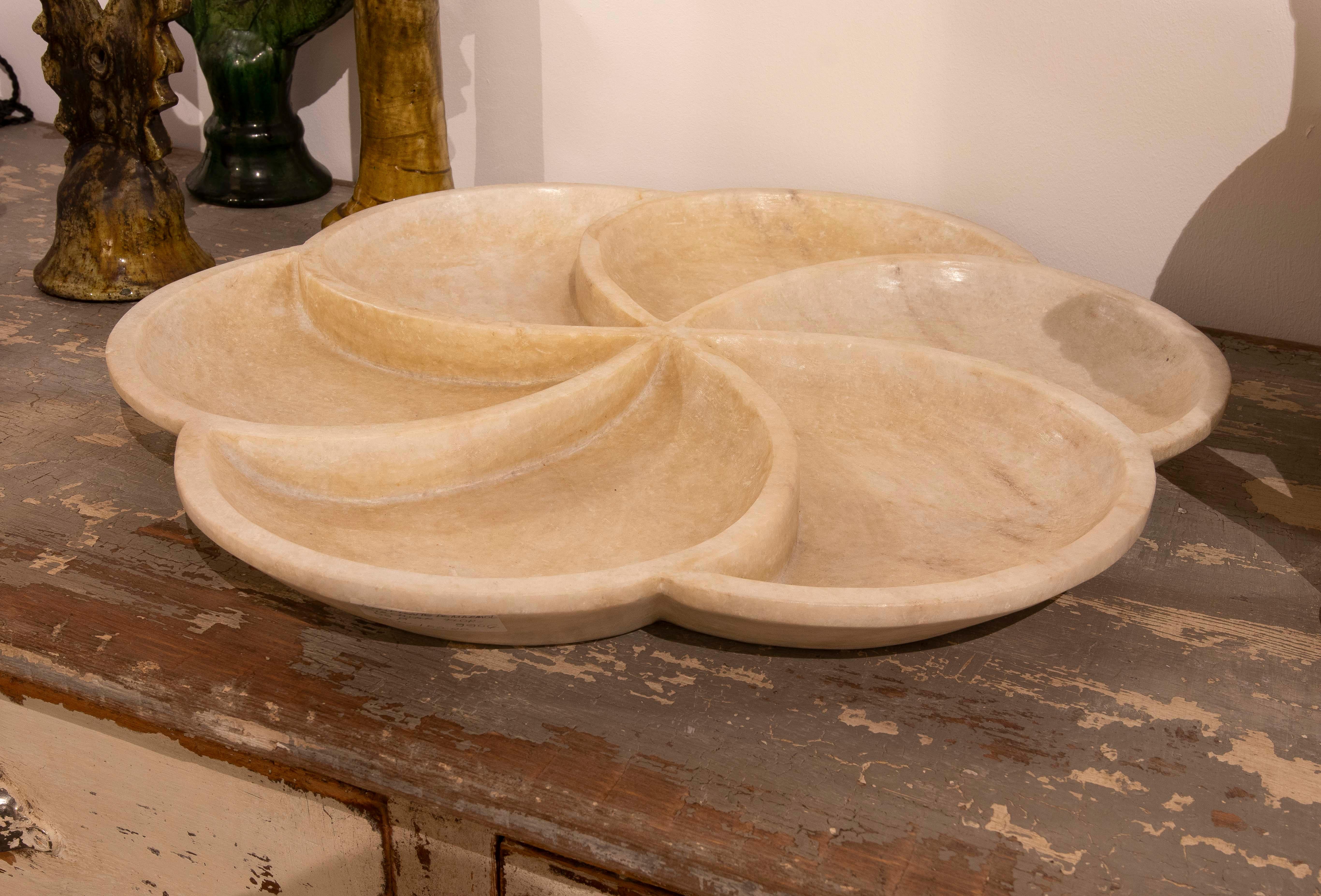 Contemporary Hand Carved Marble Plate with Rounded Forms For Sale