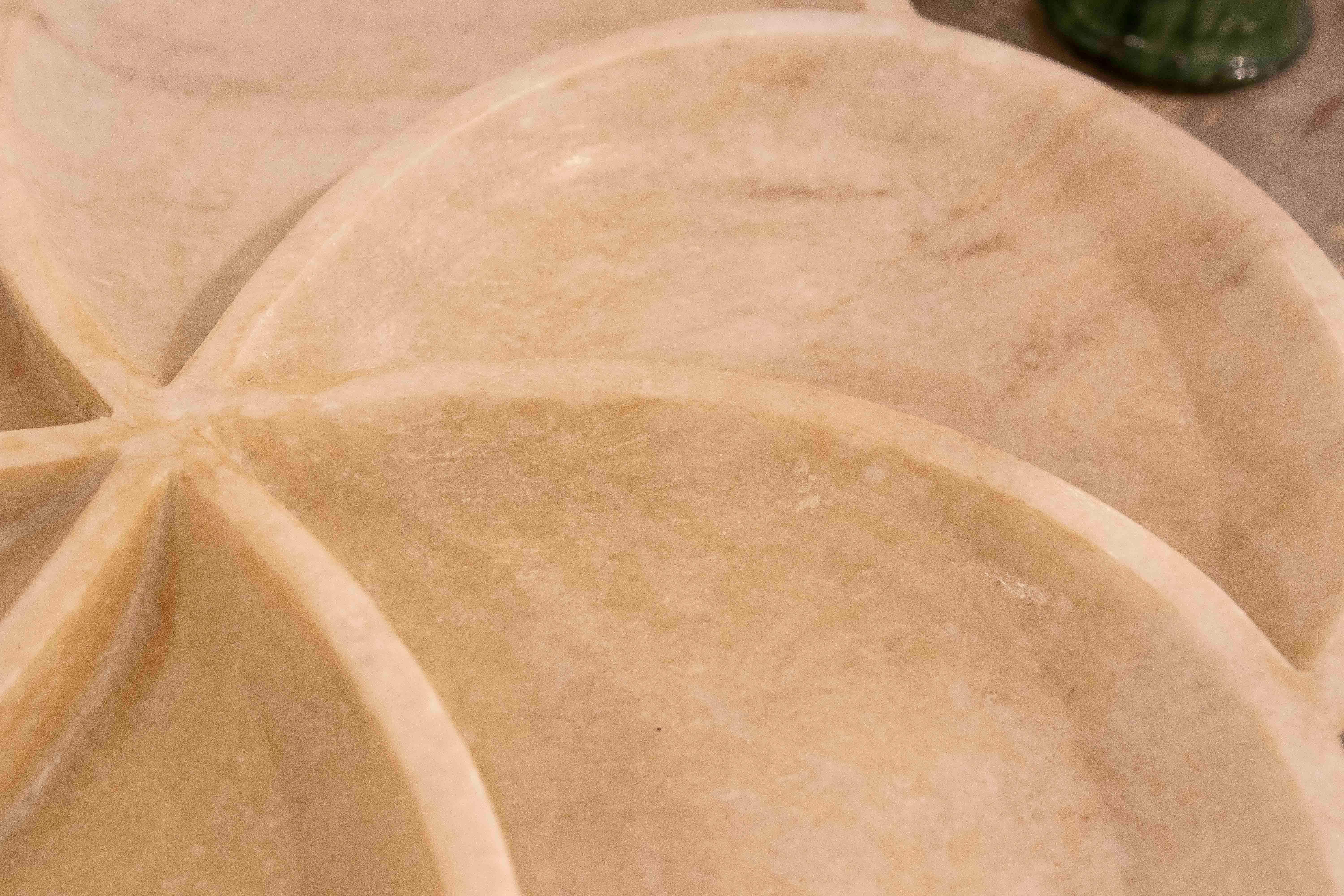 Hand Carved Marble Plate with Rounded Forms For Sale 3