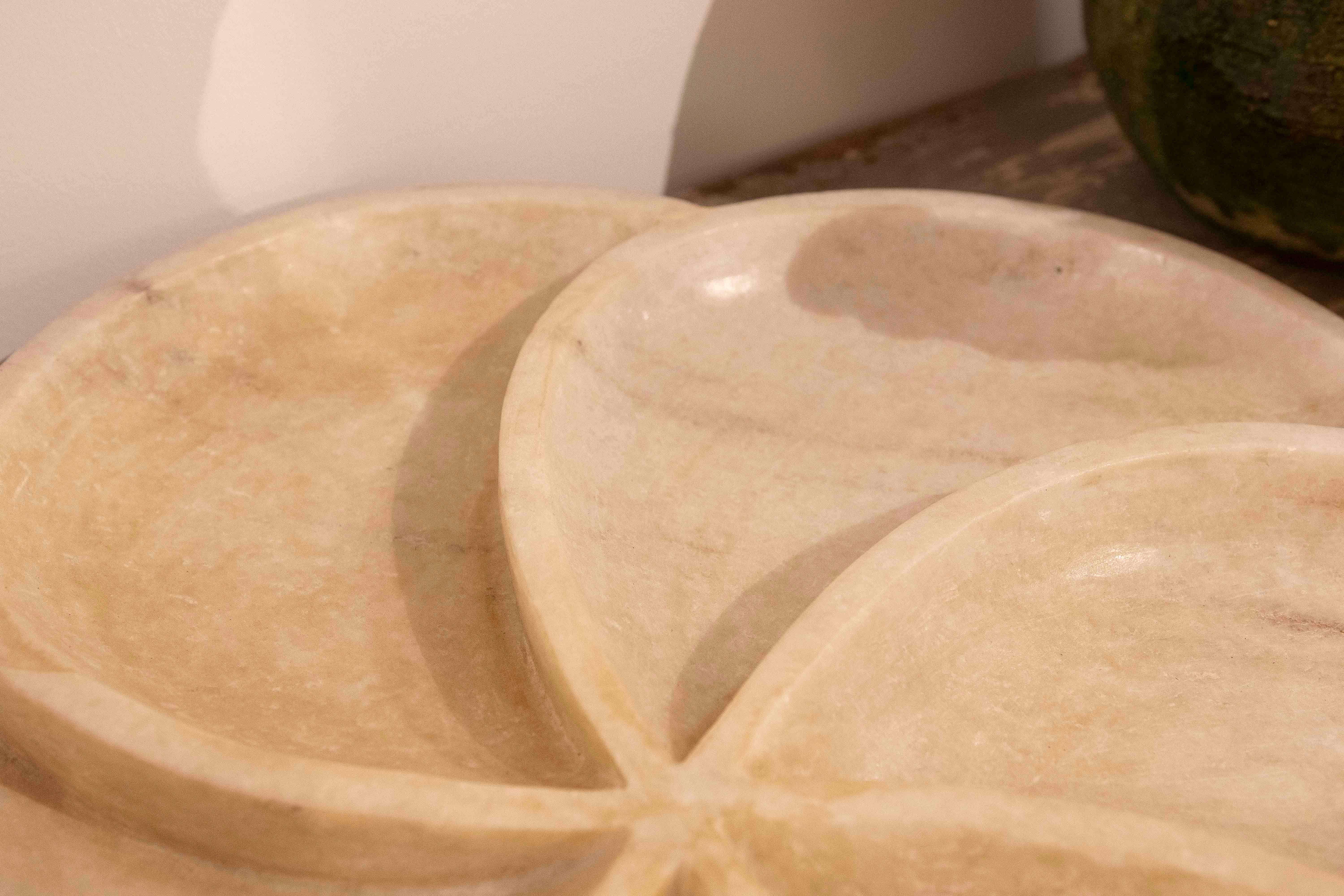 Hand Carved Marble Plate with Rounded Forms For Sale 4