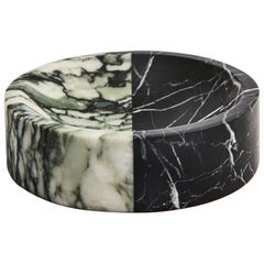 Hand Carved Marble Polar Bowl in Nero and Fiore by Greg Natale