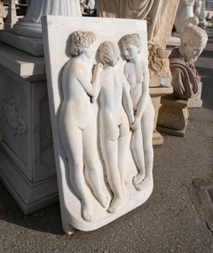 Hand Carved Marble Relief of the Three Graces
