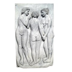 Hand Carved Marble Relief of the Three Graces