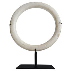 Hand-Carved Marble Ring Sculpture on Stand, Organic Modern, Indonesia