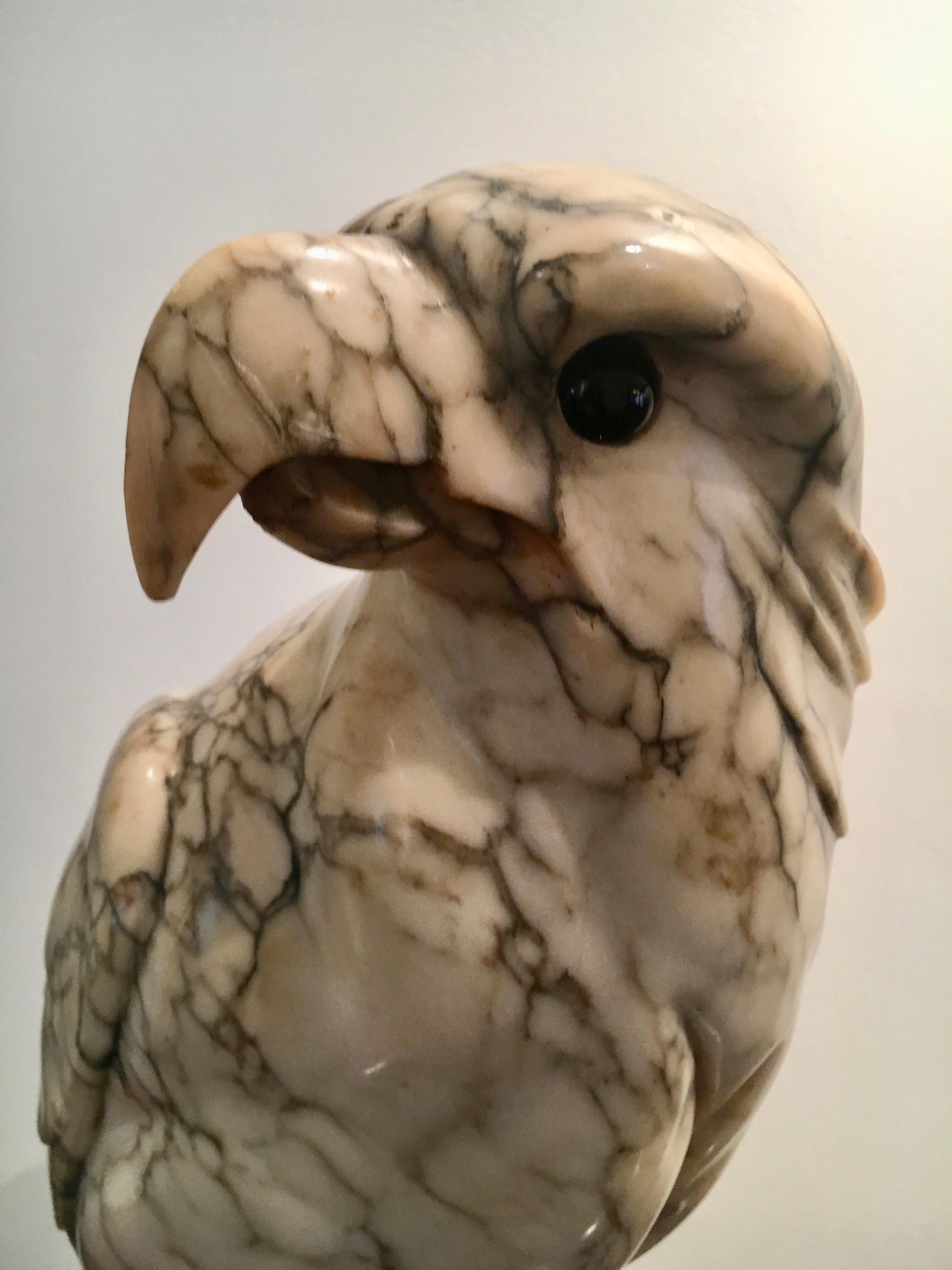 Hand-Carved Marble Sculpture of a Bald Eagle 6