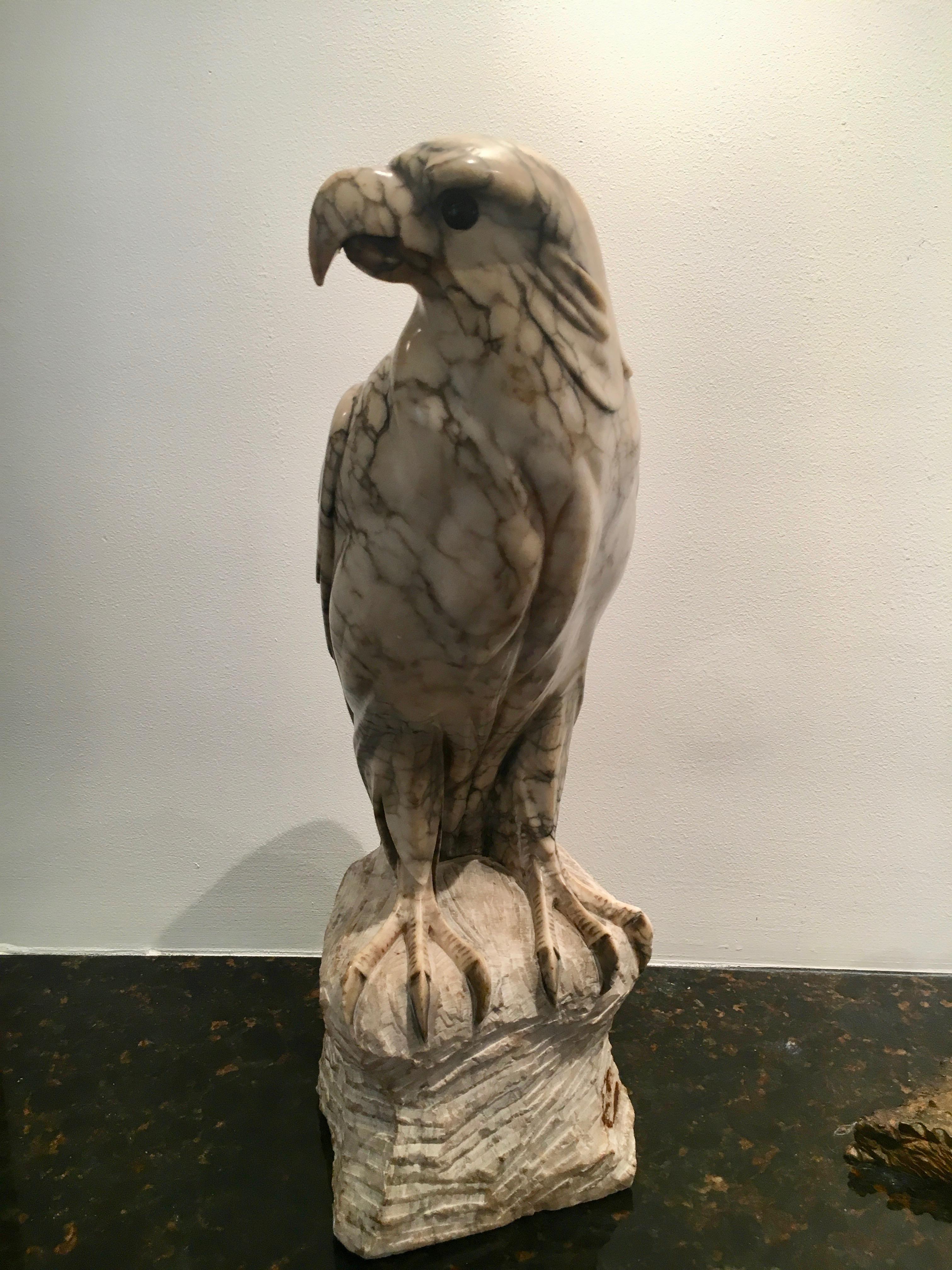 Hand-Carved Marble Sculpture of a Bald Eagle In Good Condition In Los Angeles, CA