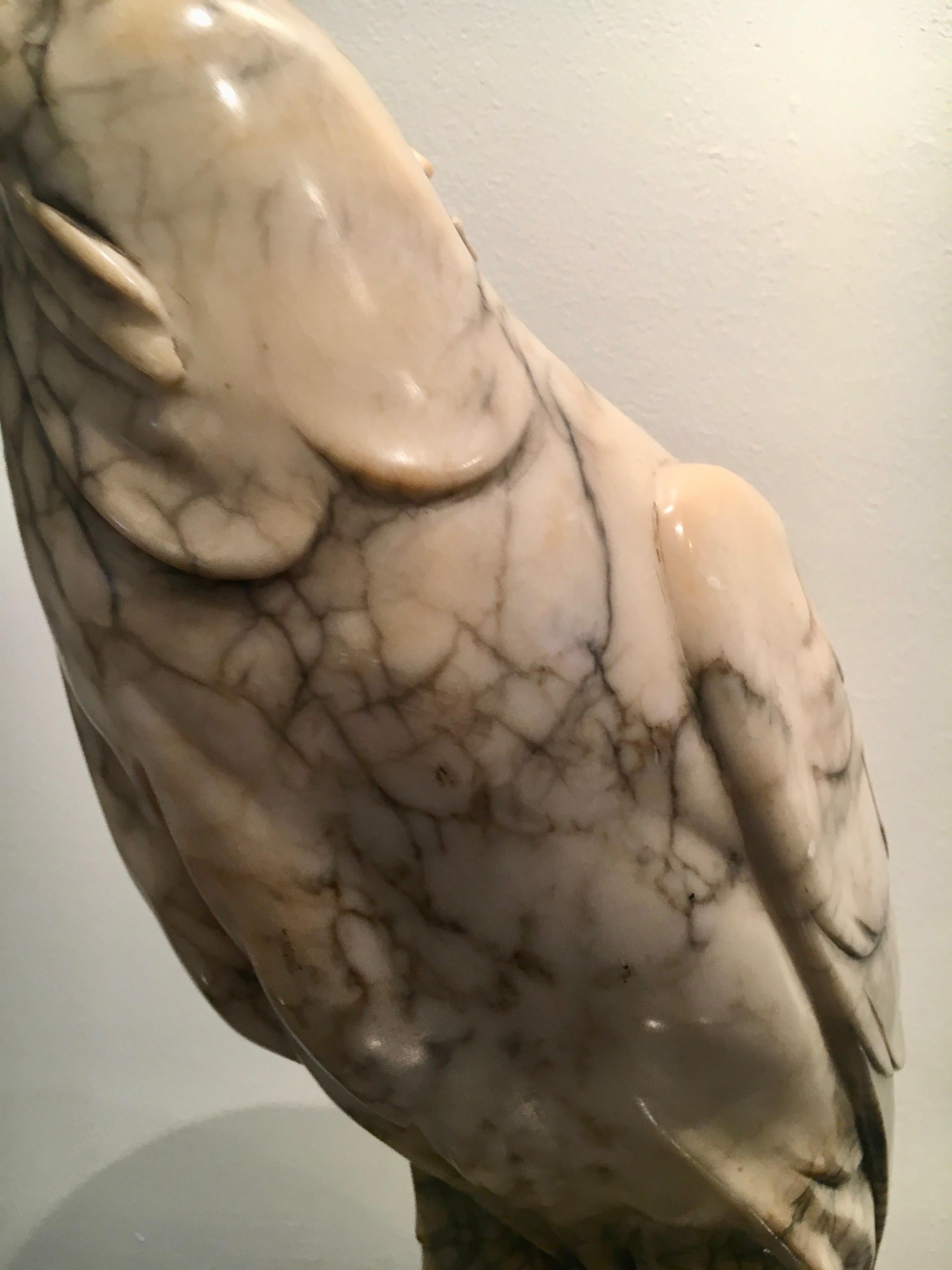 Hand-Carved Marble Sculpture of a Bald Eagle 2
