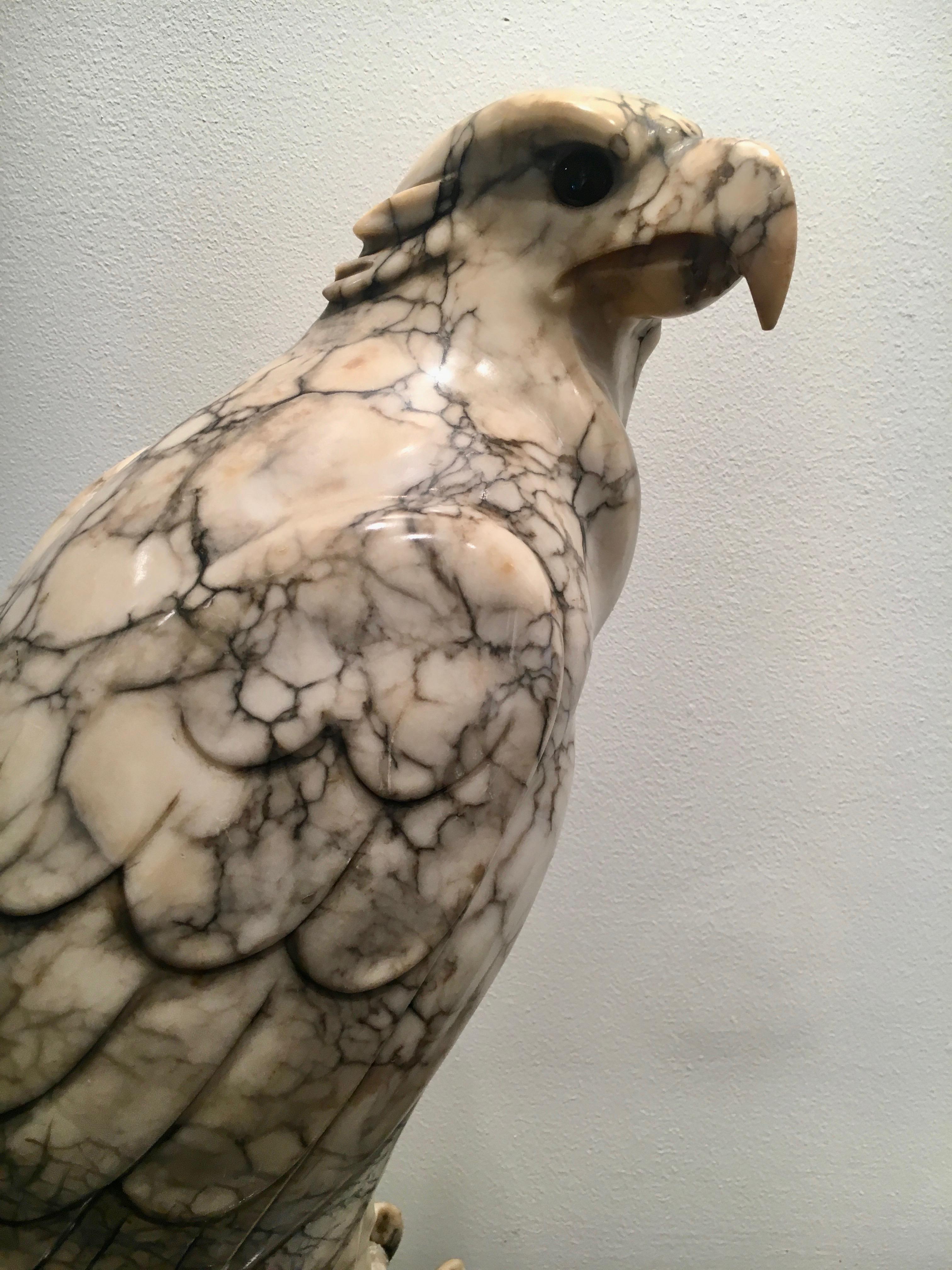 Hand-Carved Marble Sculpture of a Bald Eagle 4