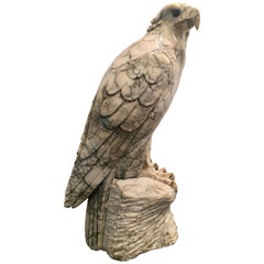 Hand-Carved Marble Sculpture of a Bald Eagle