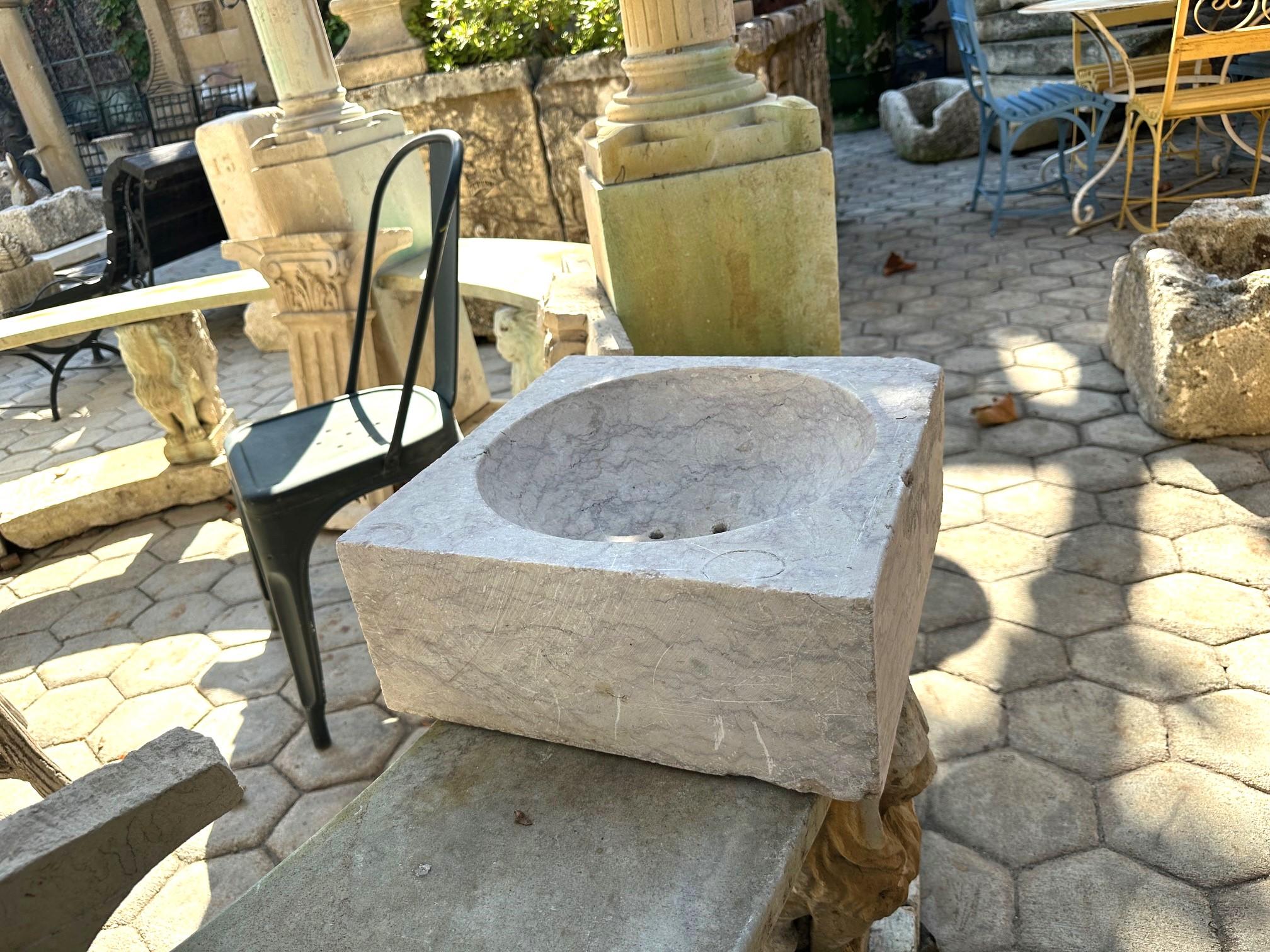 Fregadero de mármol tallado a mano Jardinera de piedra Jardinera Antigua Granja LA en venta 5