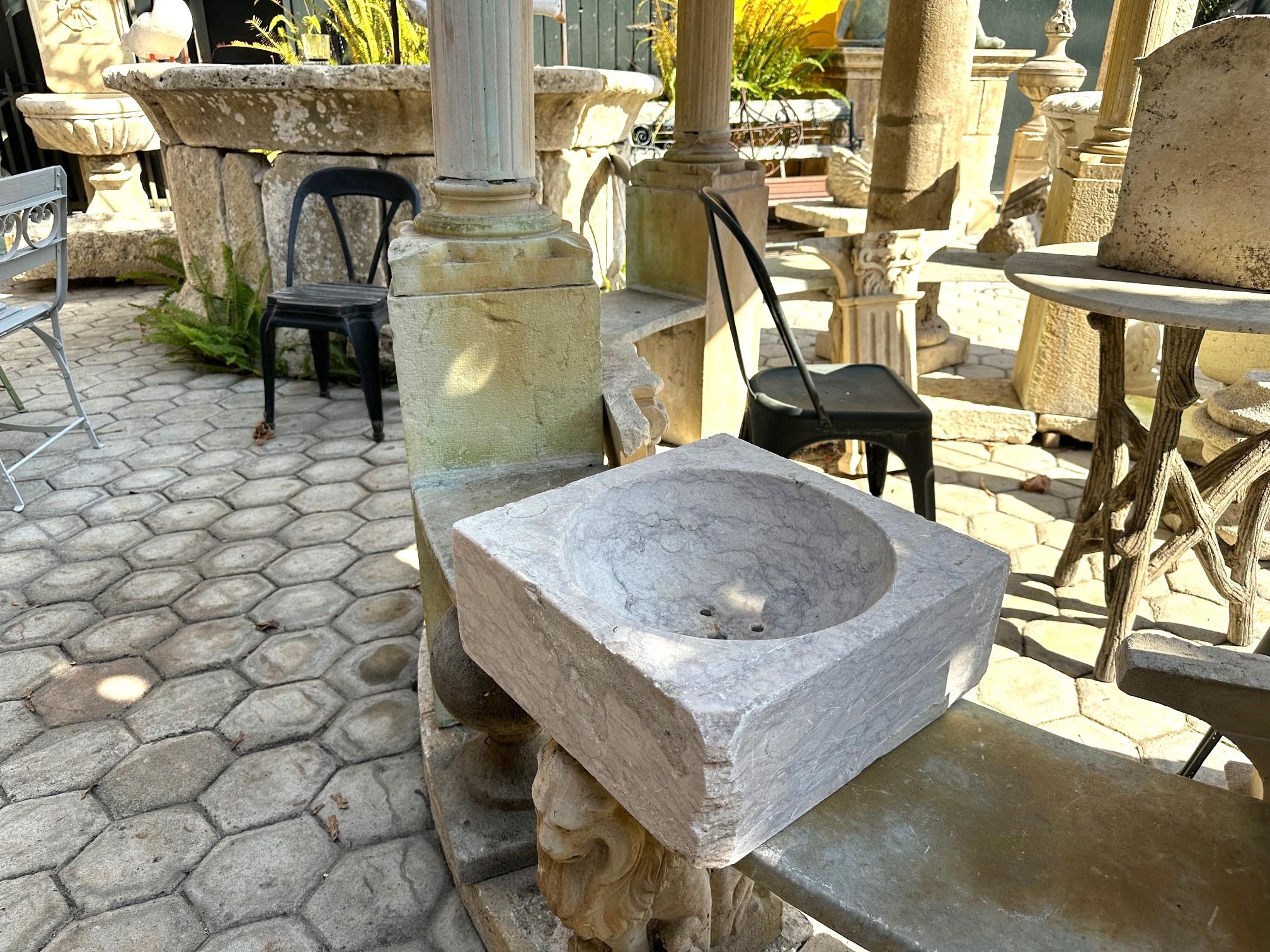 Fregadero de mármol tallado a mano Jardinera de piedra Jardinera Antigua Granja LA en venta 6