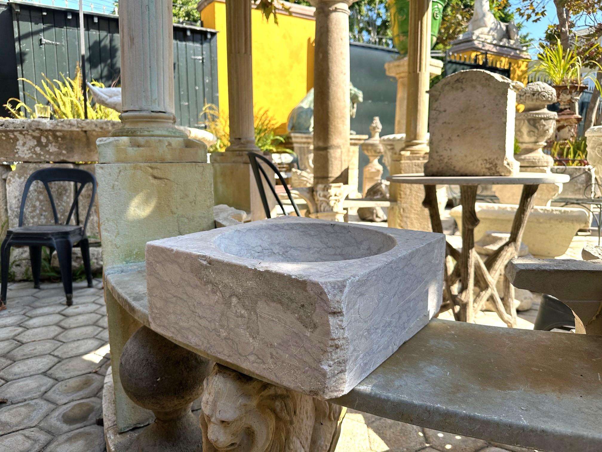 Fregadero de mármol tallado a mano Jardinera de piedra Jardinera Antigua Granja LA en venta 7