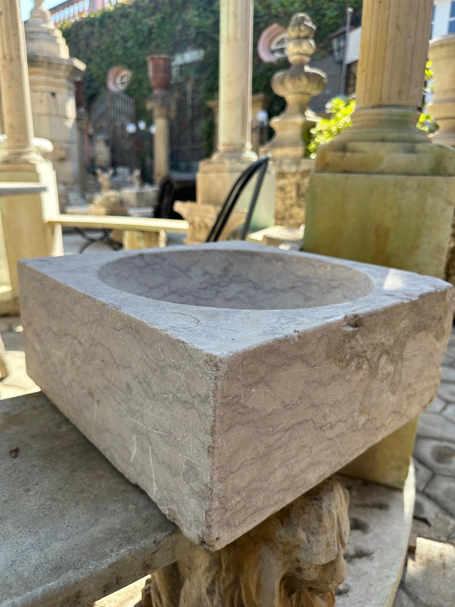 Fregadero de mármol tallado a mano Jardinera de piedra Jardinera Antigua Granja LA en venta 10