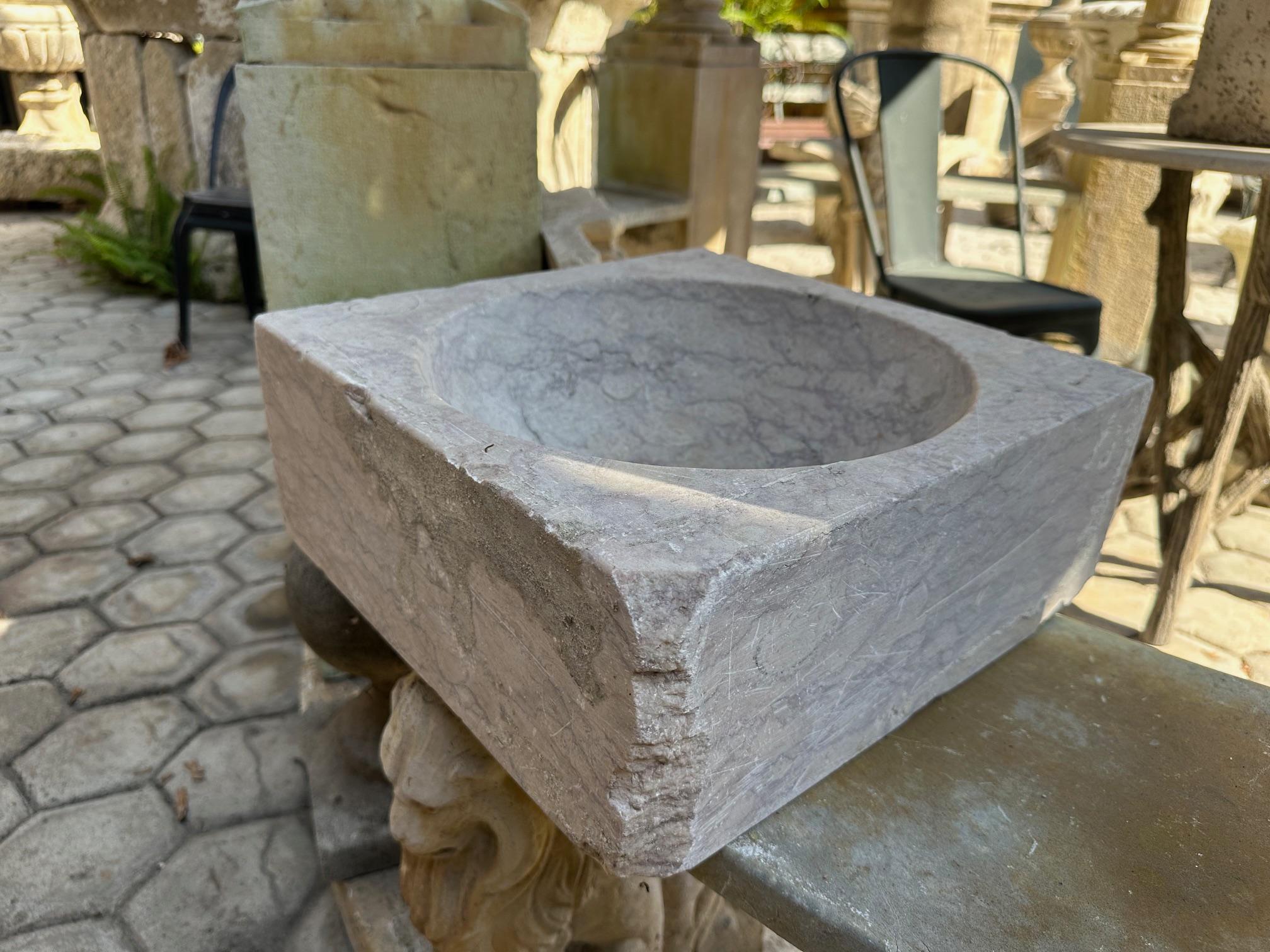 Fregadero de mármol tallado a mano Jardinera de piedra Jardinera Antigua Granja LA en venta 11