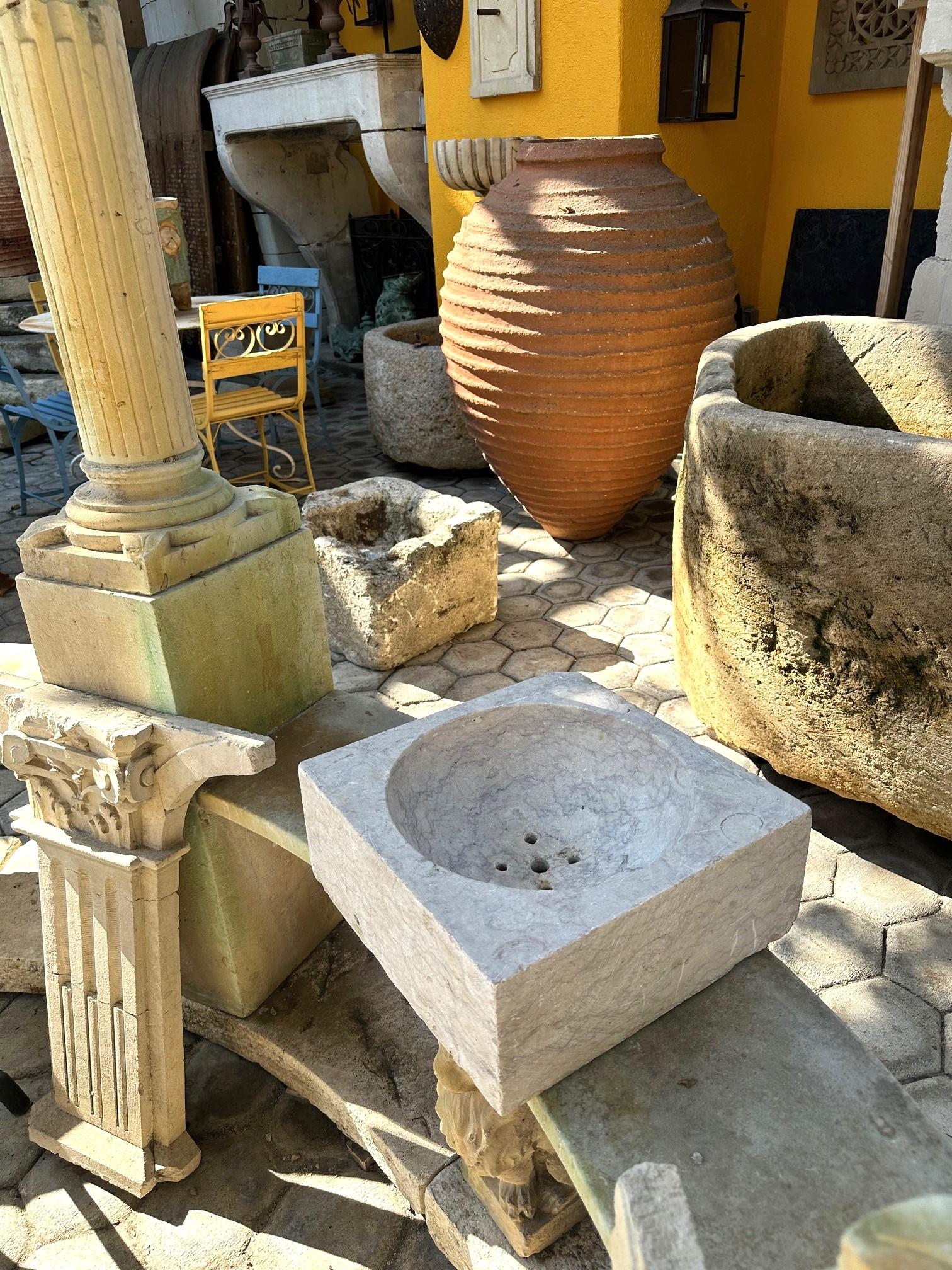 Fregadero de mármol tallado a mano Jardinera de piedra Jardinera Antigua Granja LA en venta 1