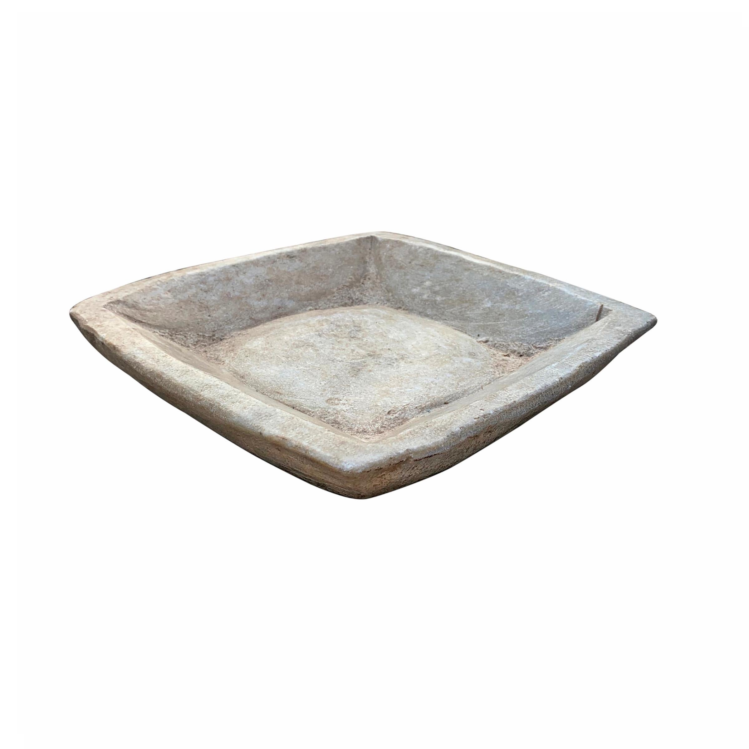 Indian Hand-Carved Marble Square Dish