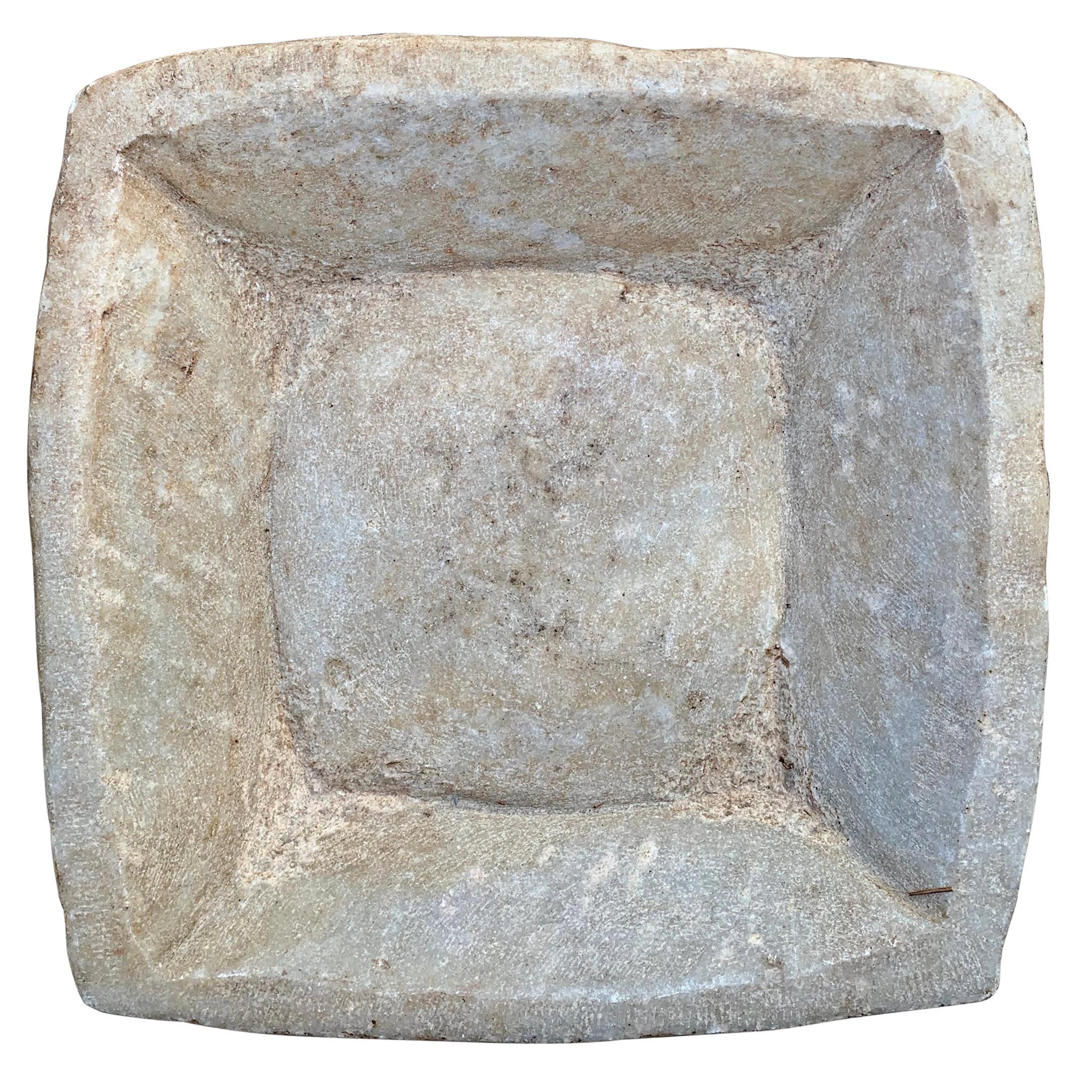 Handgeschnitzte quadratische Schale aus Marmor