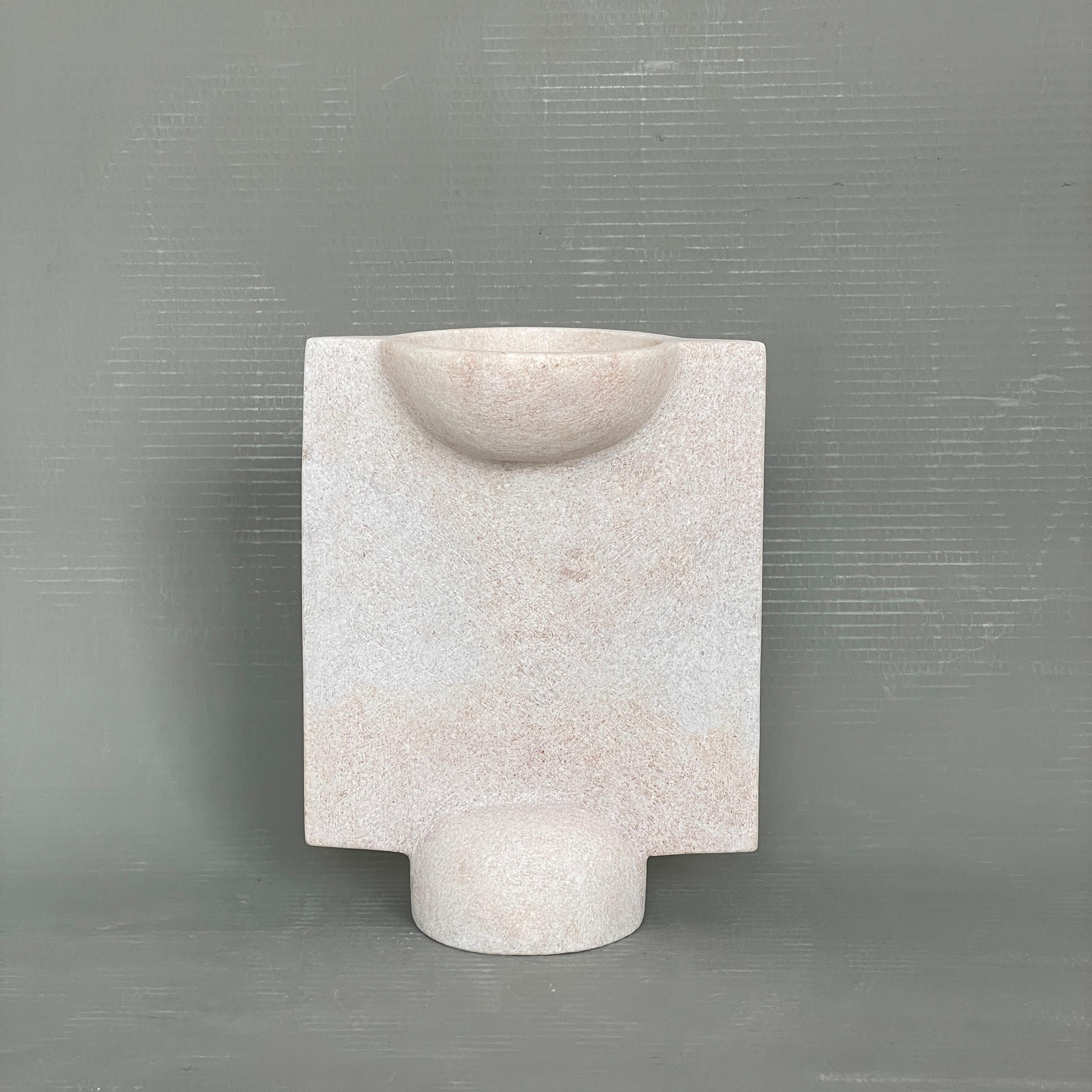 Hand Carved marble vessel by Tom Von Kaenel
Materials: Marble
Dimensions: W12.5 x D20 x H26 cm

Tom von Kaenel, sculptor and painter, was born in Switzerland in 1961. Already in his early
childhood he was deeply devoted to art. His desire to