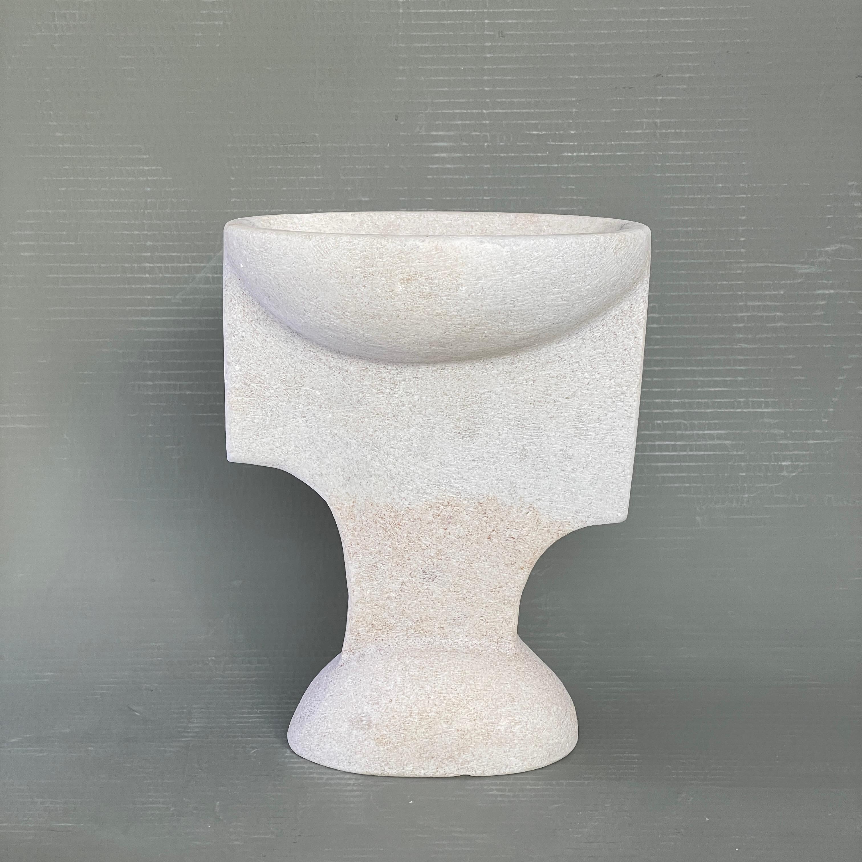 Post-Modern Hand Carved Marble Vessel by Tom Von Kaenel