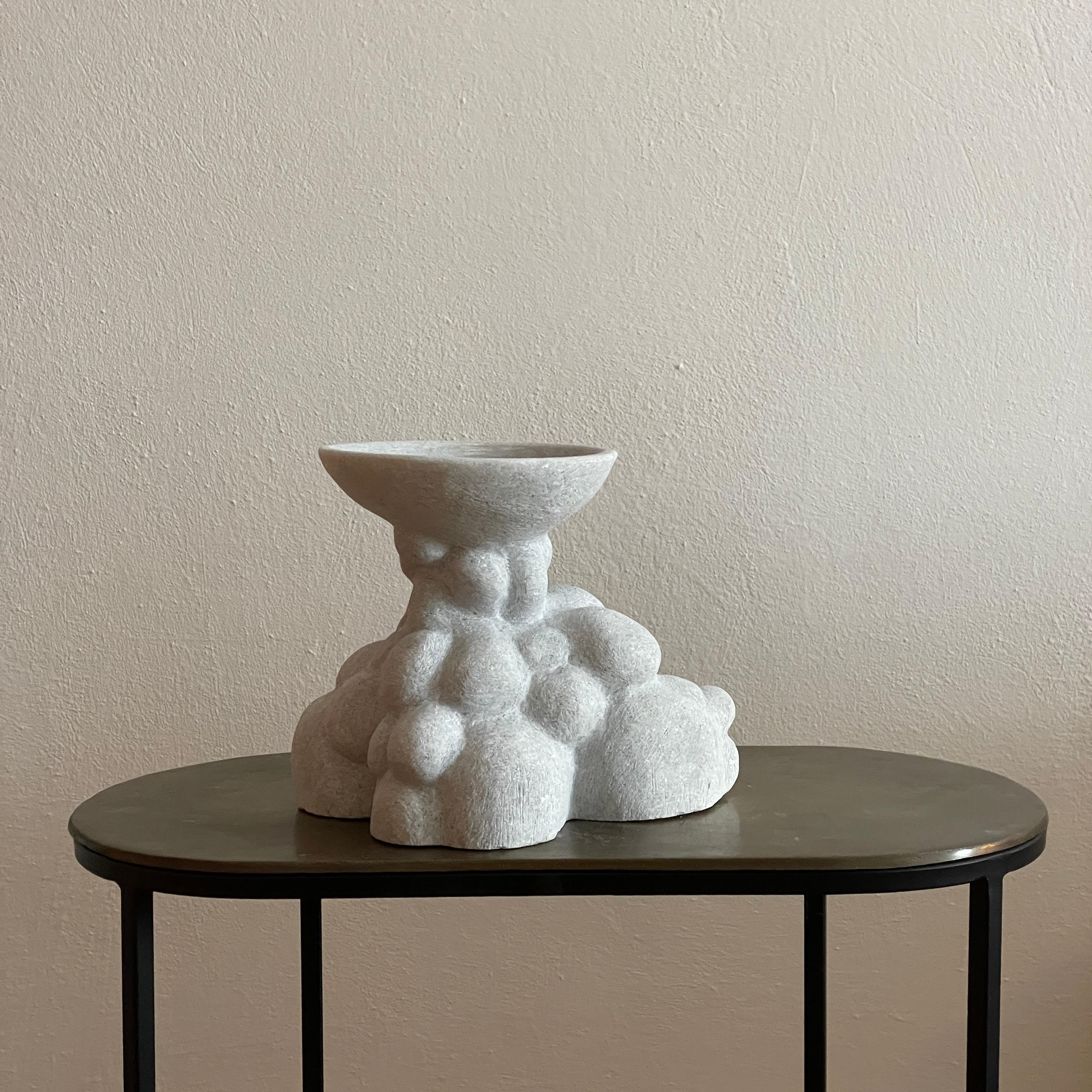 Post-Modern Hand Carved Marble Vessel by Tom Von Kaenel For Sale