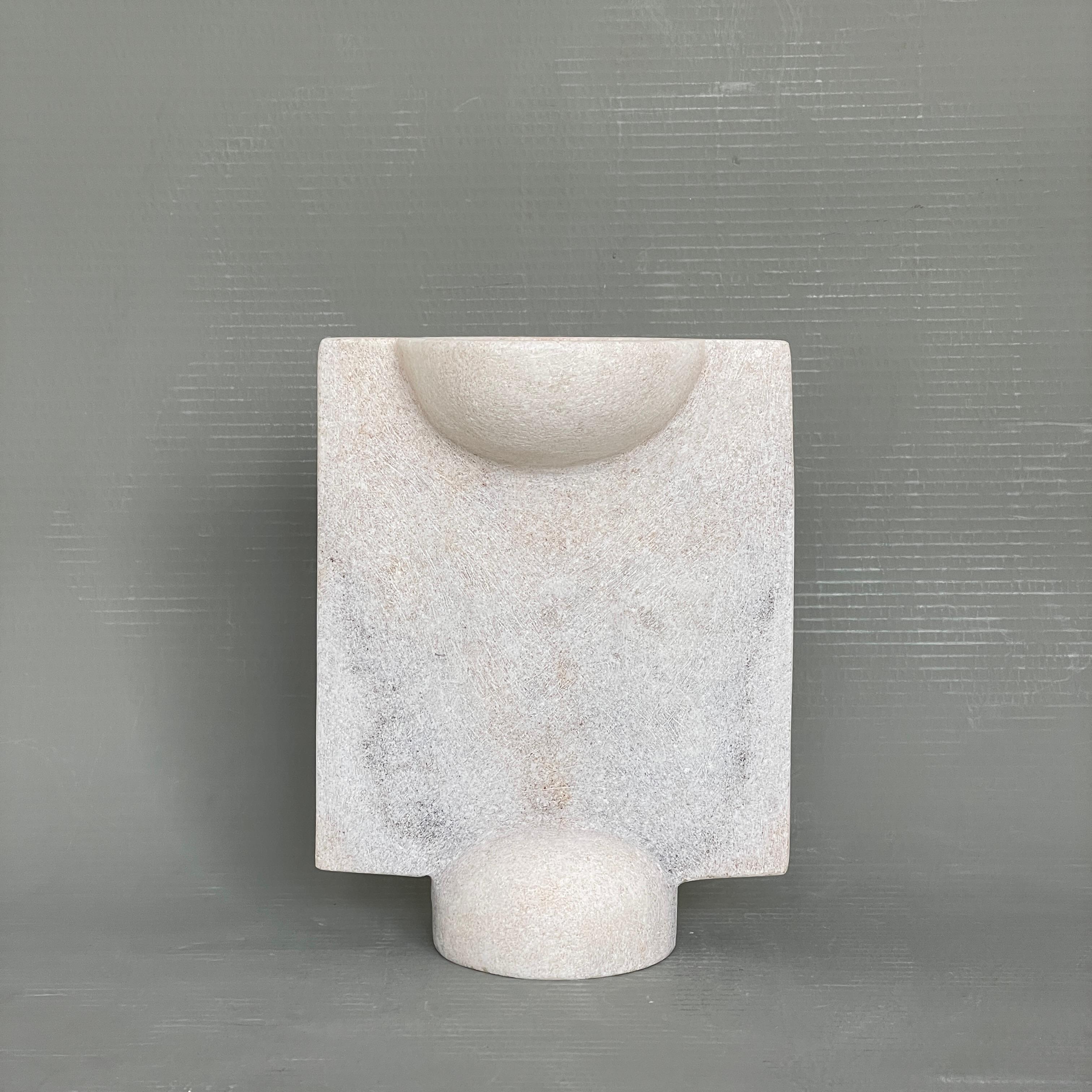 Post-Modern Hand Carved Marble Vessel by Tom Von Kaenel For Sale