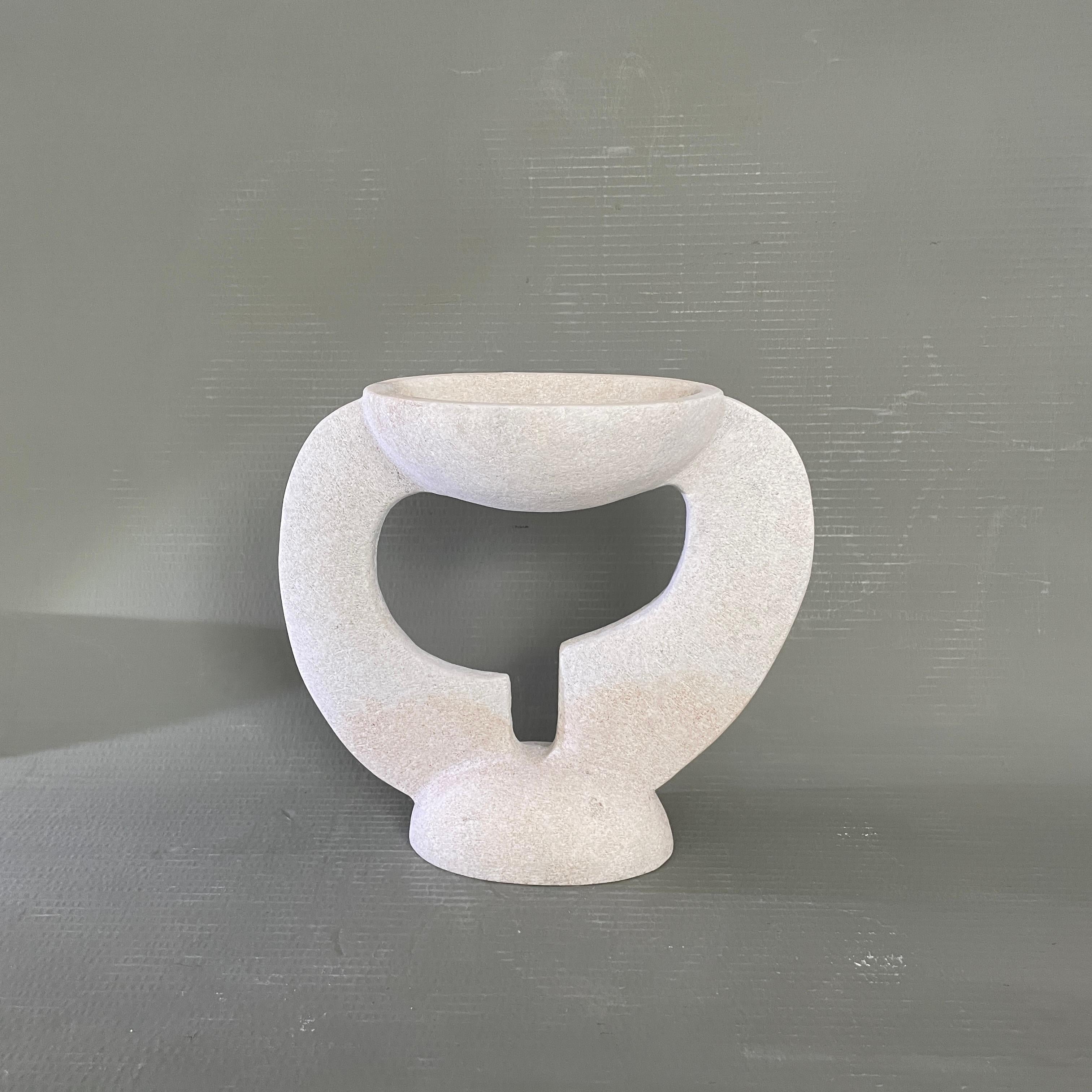 Post-Modern Hand Carved Marble Vessel by Tom Von Kaenel For Sale