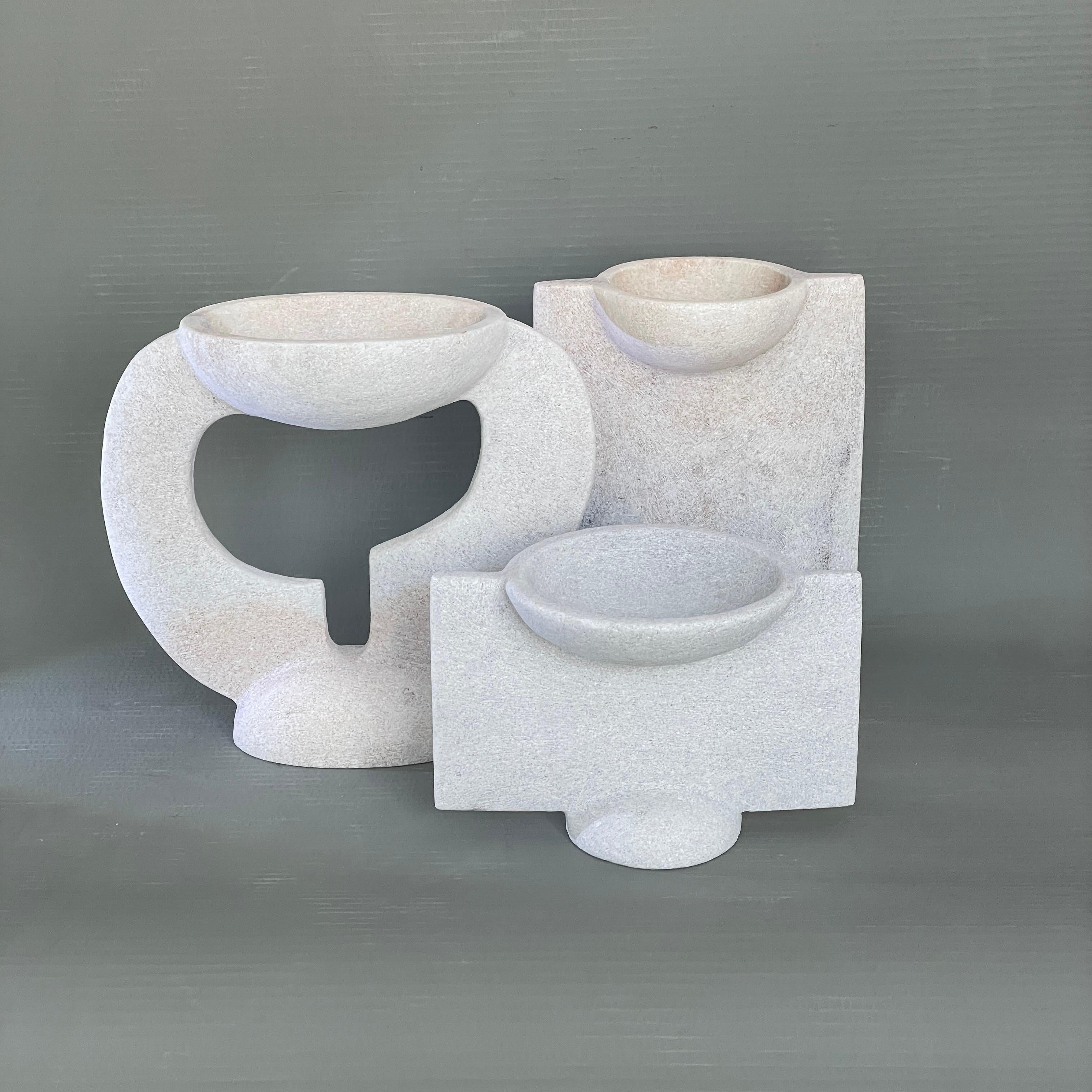 Post-Modern Hand Carved Marble Vessel by Tom Von Kaenel For Sale