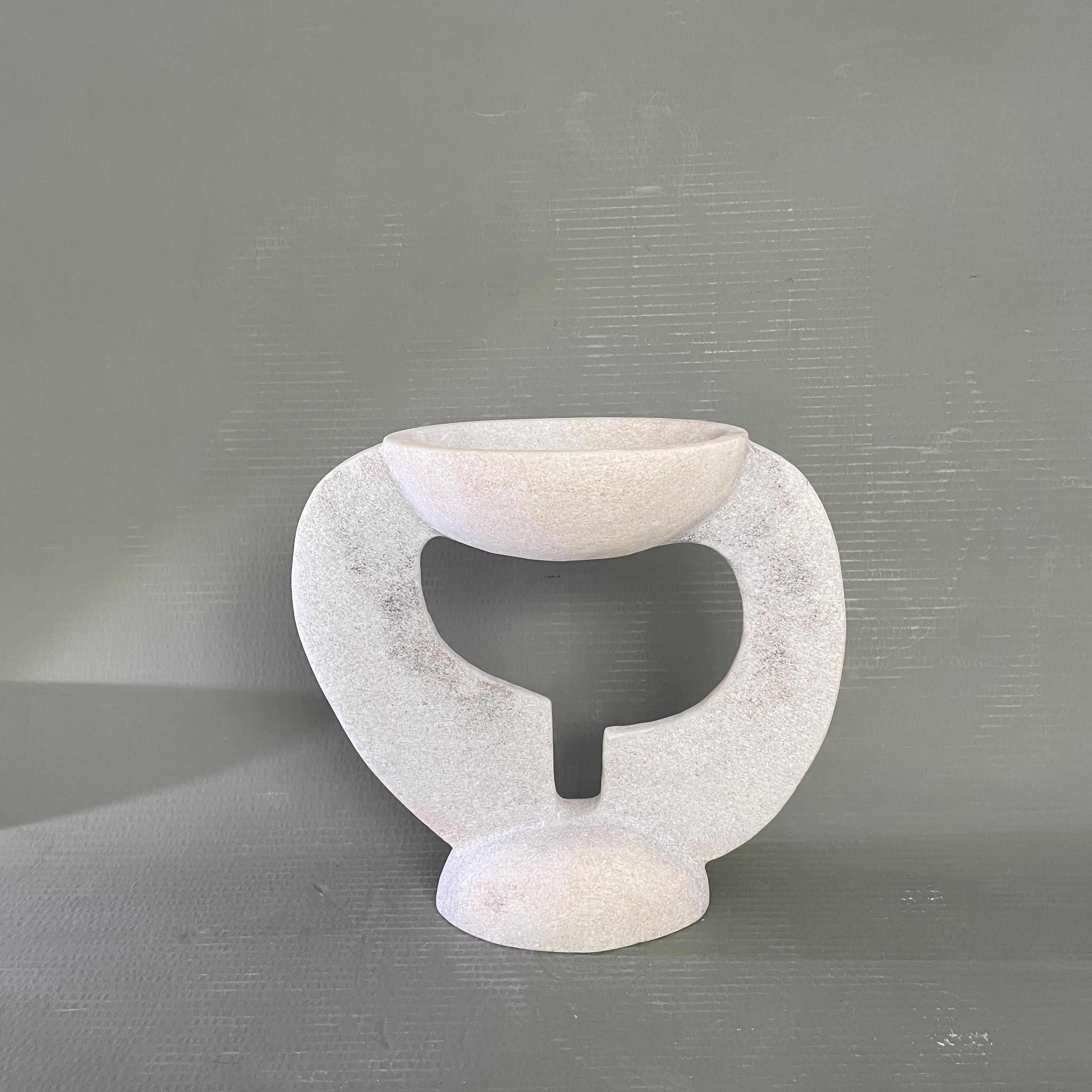 Greek Hand Carved Marble Vessel by Tom Von Kaenel For Sale