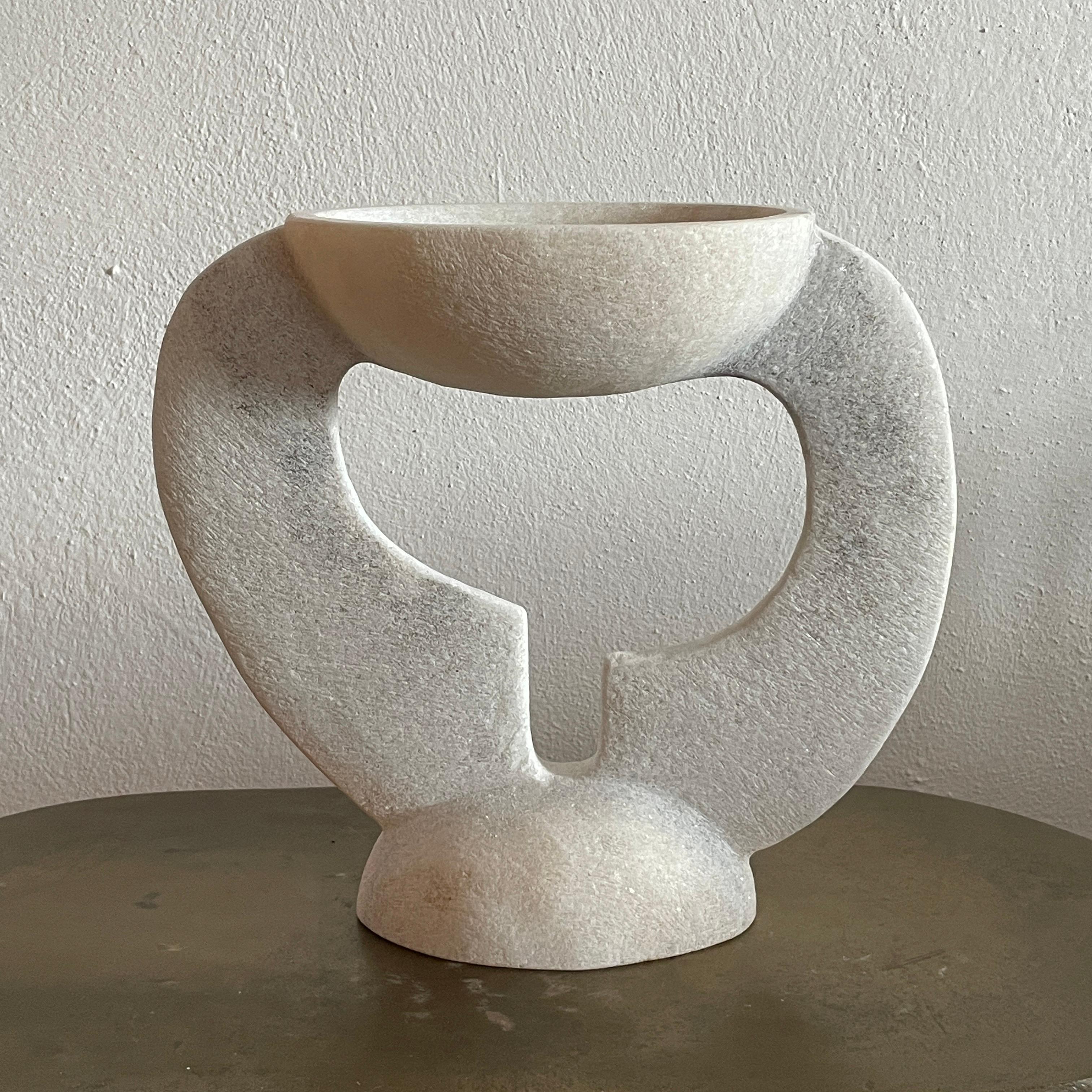 Contemporary Hand Carved Marble Vessel by Tom Von Kaenel For Sale