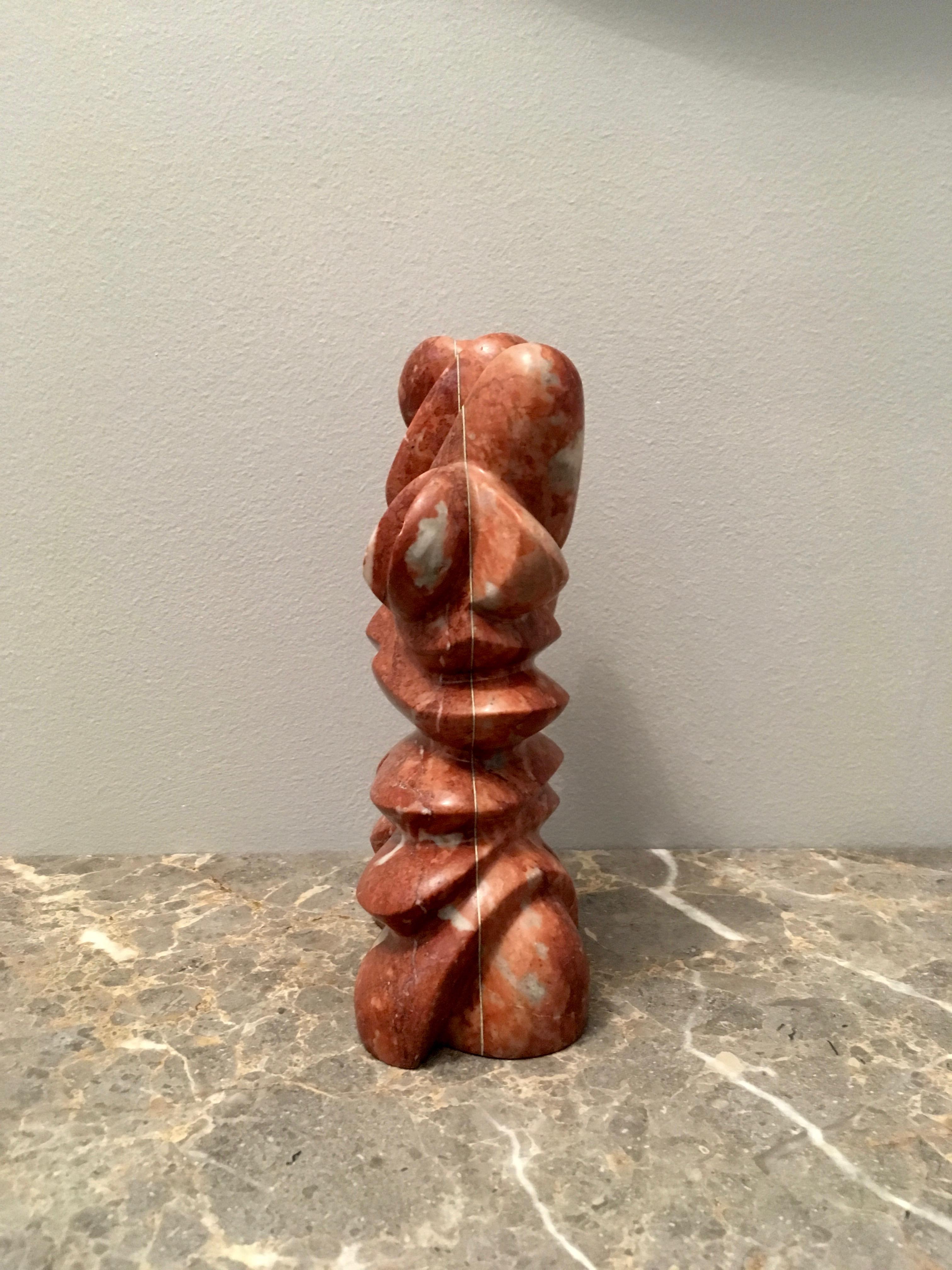 Marble Hand Carved Marmo Rosso Sculpture 'No.60', Signed, Melbourne 2001