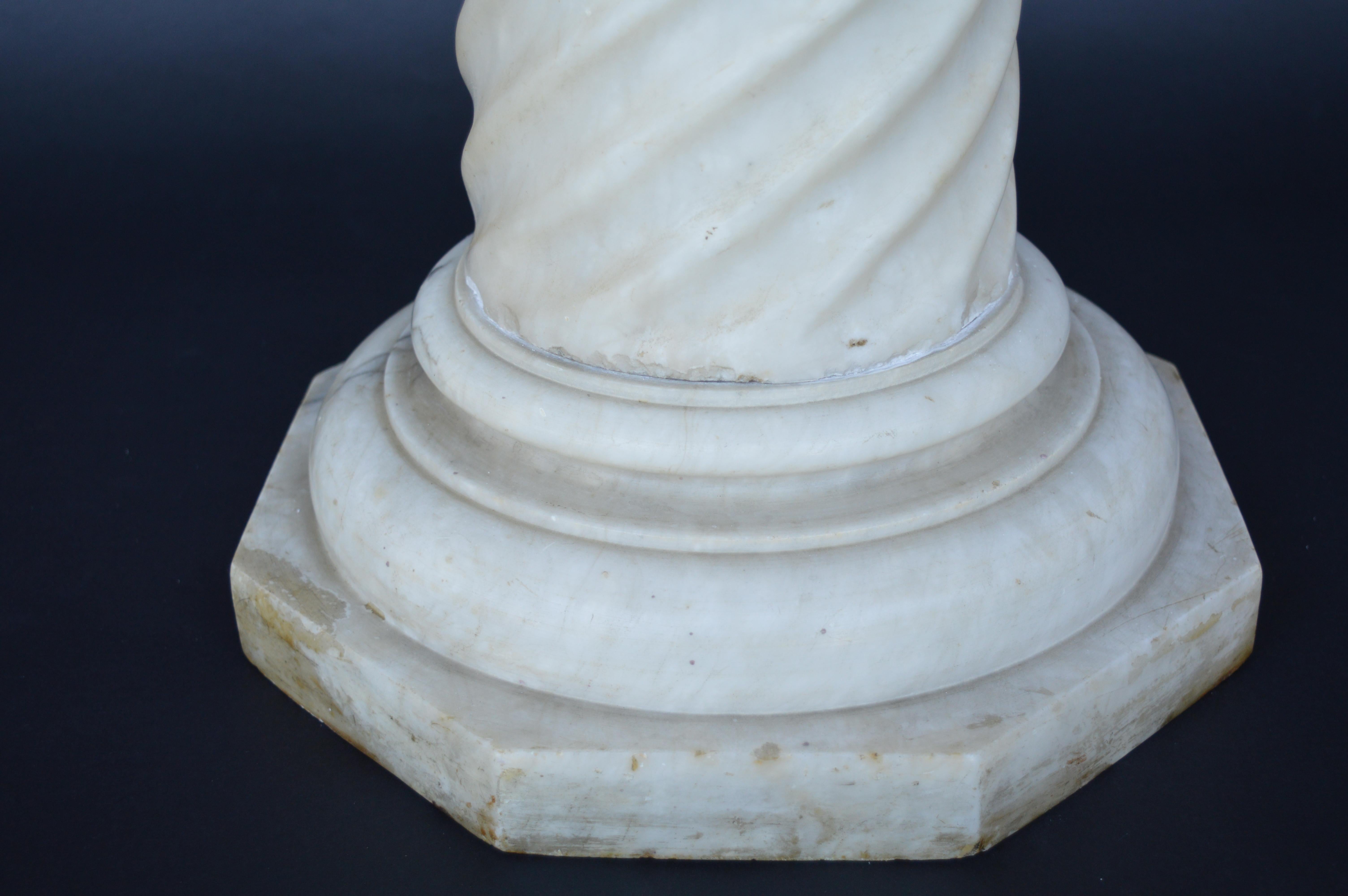 Hand Carved Marble Bust of Sarah Siddon with Original Pedestal For Sale 6