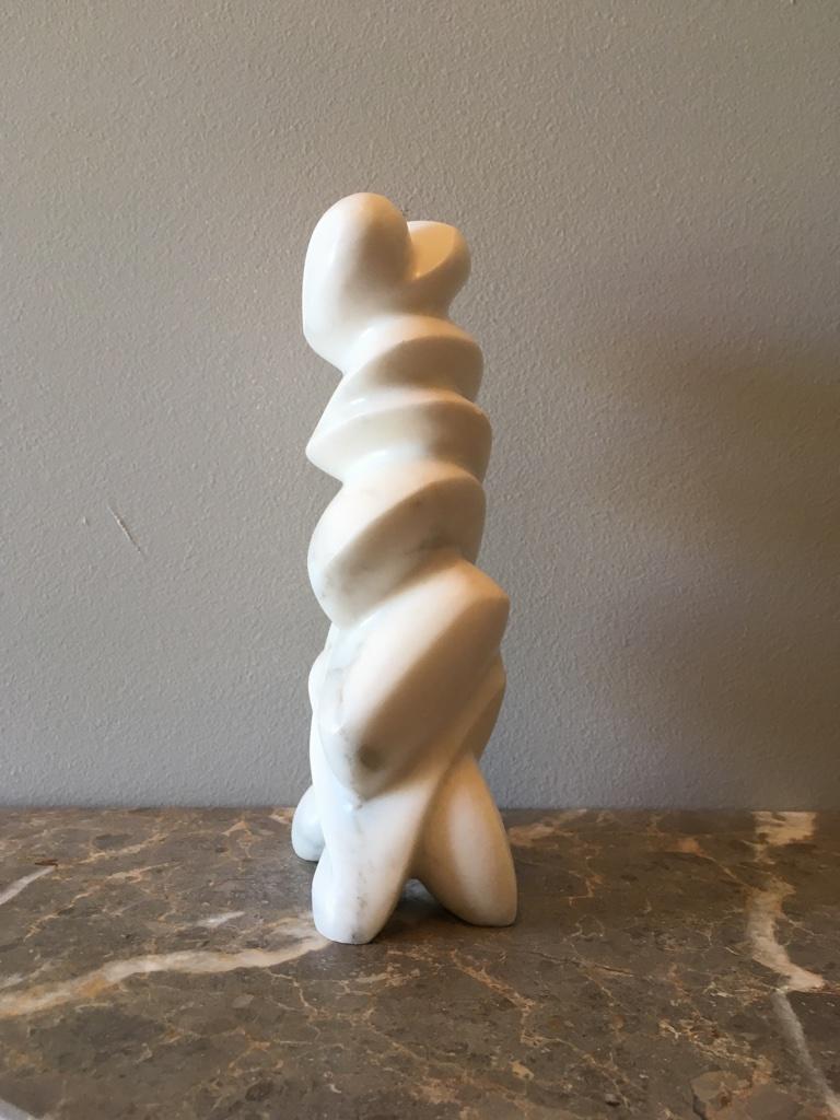 Post-Modern Hand Carved Memphis Style Bianco Carla Marble Sculpture No.2 Jencik, 1998