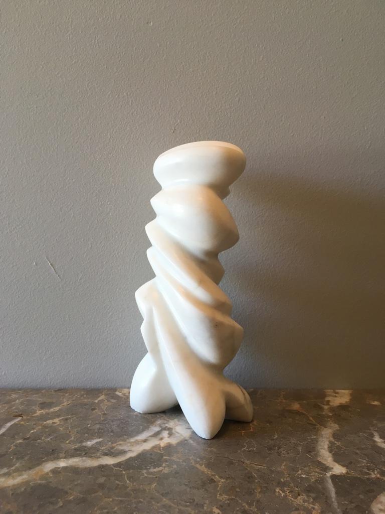 Late 20th Century Hand Carved Memphis Style Bianco Carla Marble Sculpture No.2 Jencik, 1998