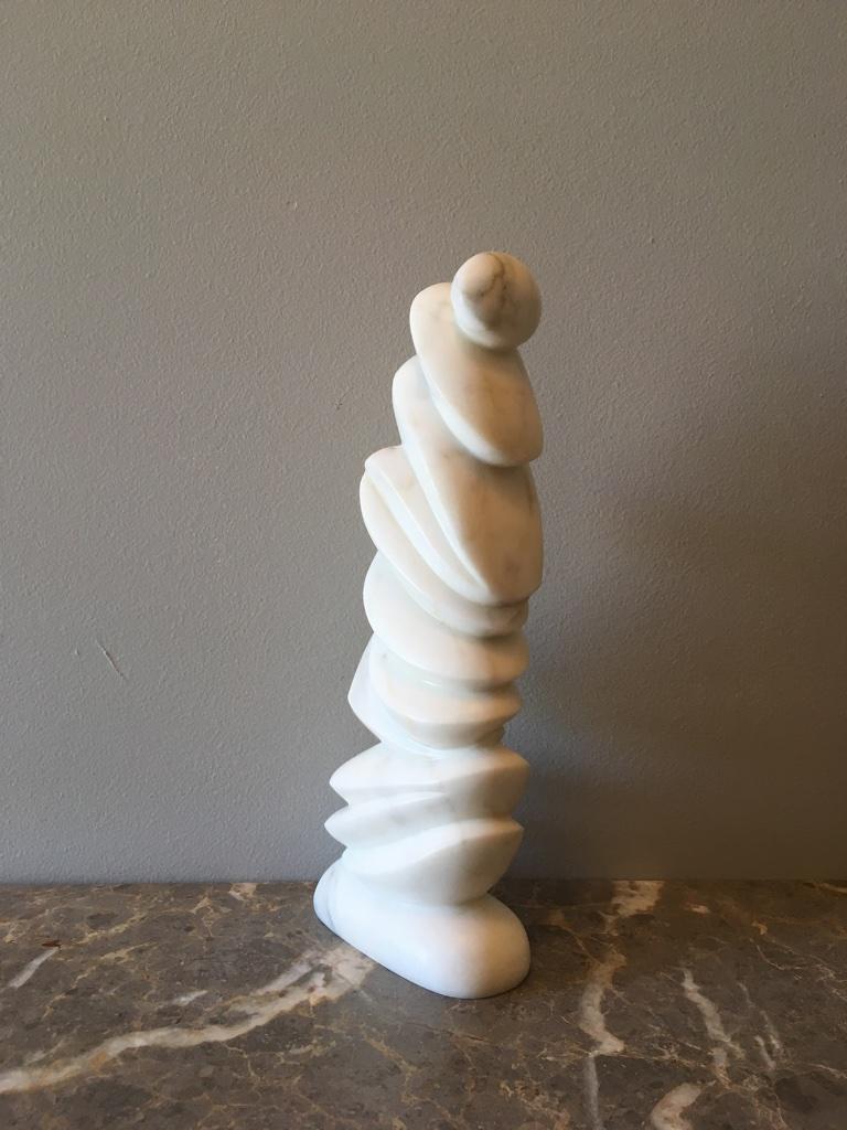 Hand Carved Memphis Style Bianco Carla Marble Sculpture No.3 Unsigned ...