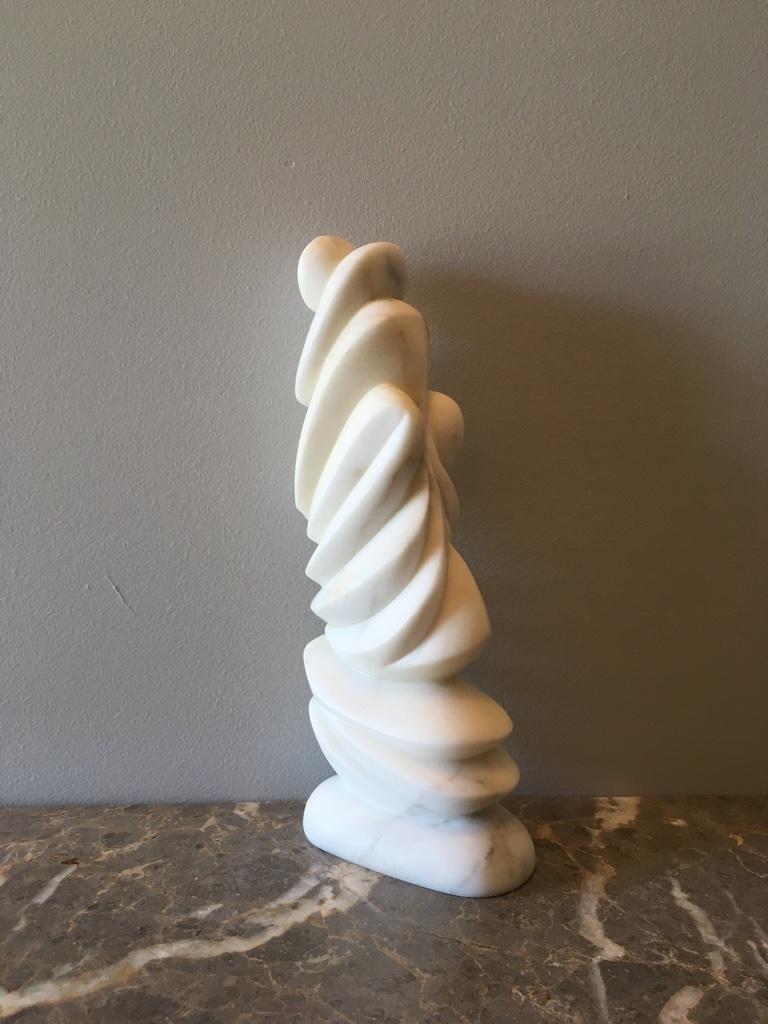 Hand Carved Memphis Style Bianco Carla Marble Sculpture No.3 Unsigned ...