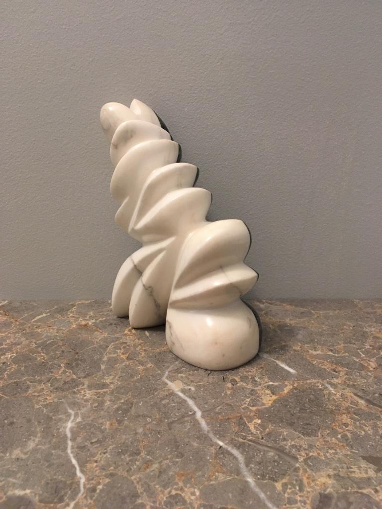 Australian Hand Carved Memphis Style White and Green Marble Sculpture by Jencik, Unsigned