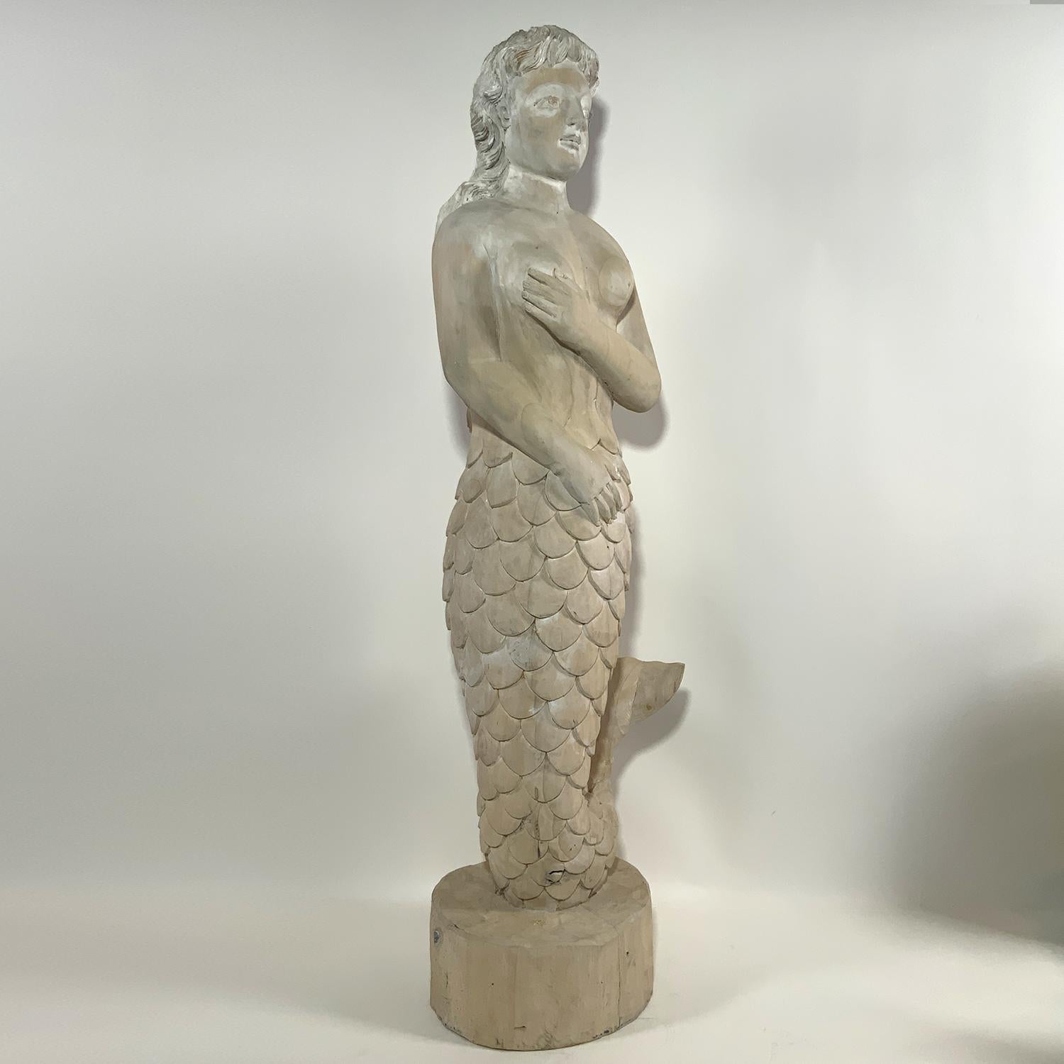 Hand-Carved Hand Carved Mermaid Figure