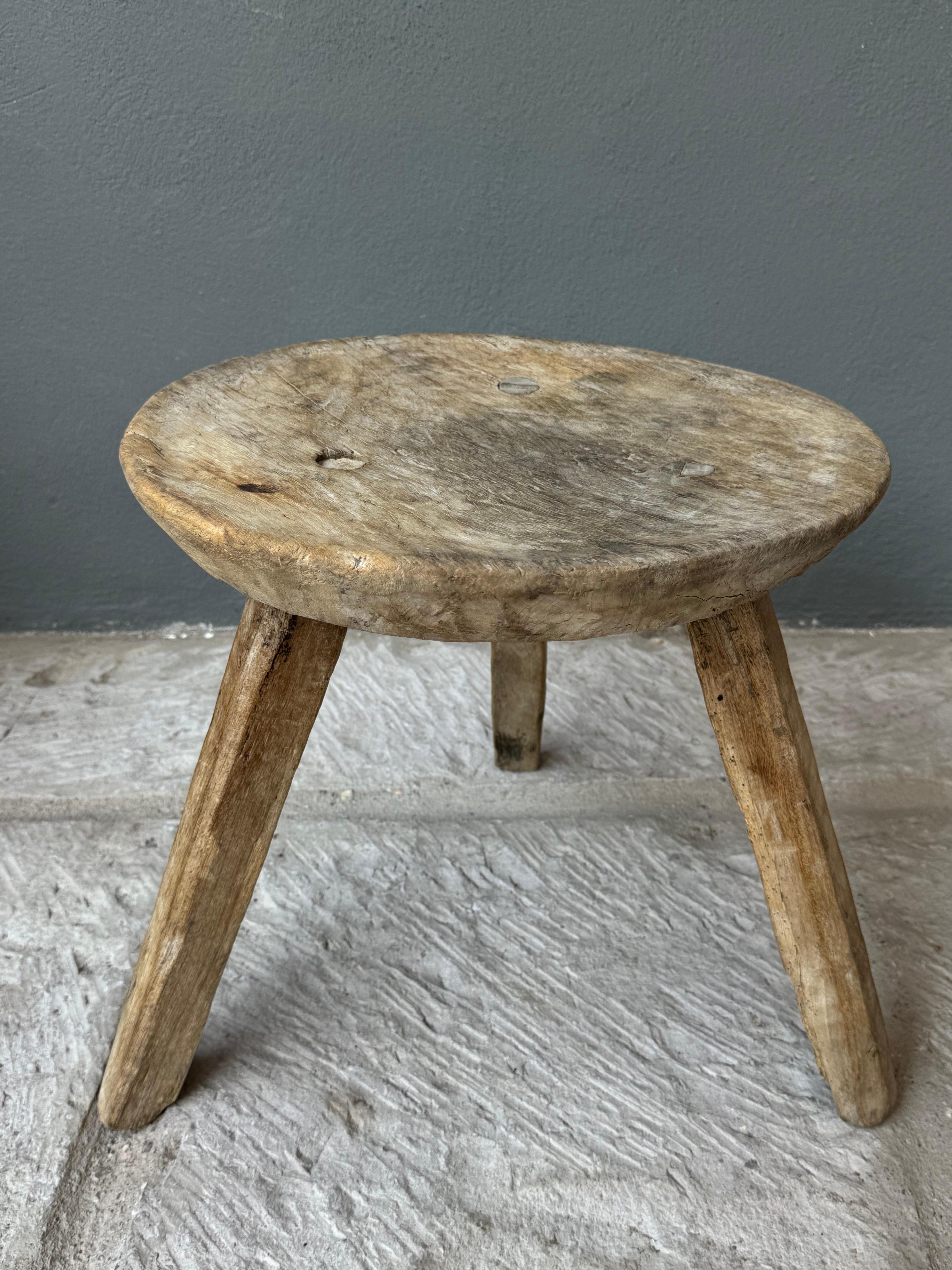 Hand-Carved Mesquite Stool From San Felipe, Guanajuato, Circa 1930´s. 5