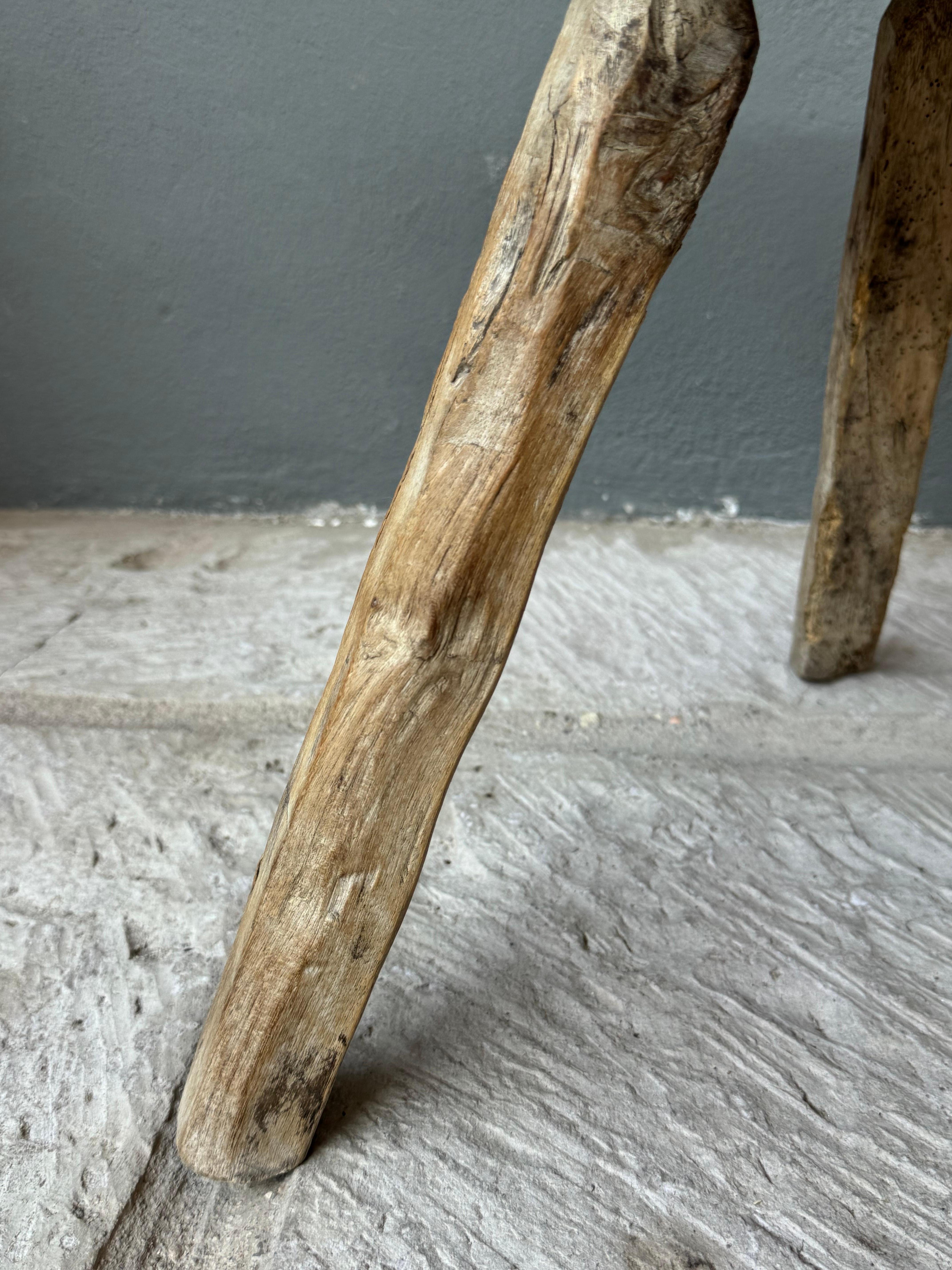 Mid-20th Century Hand-Carved Mesquite Stool From San Felipe, Guanajuato, Circa 1930´s.