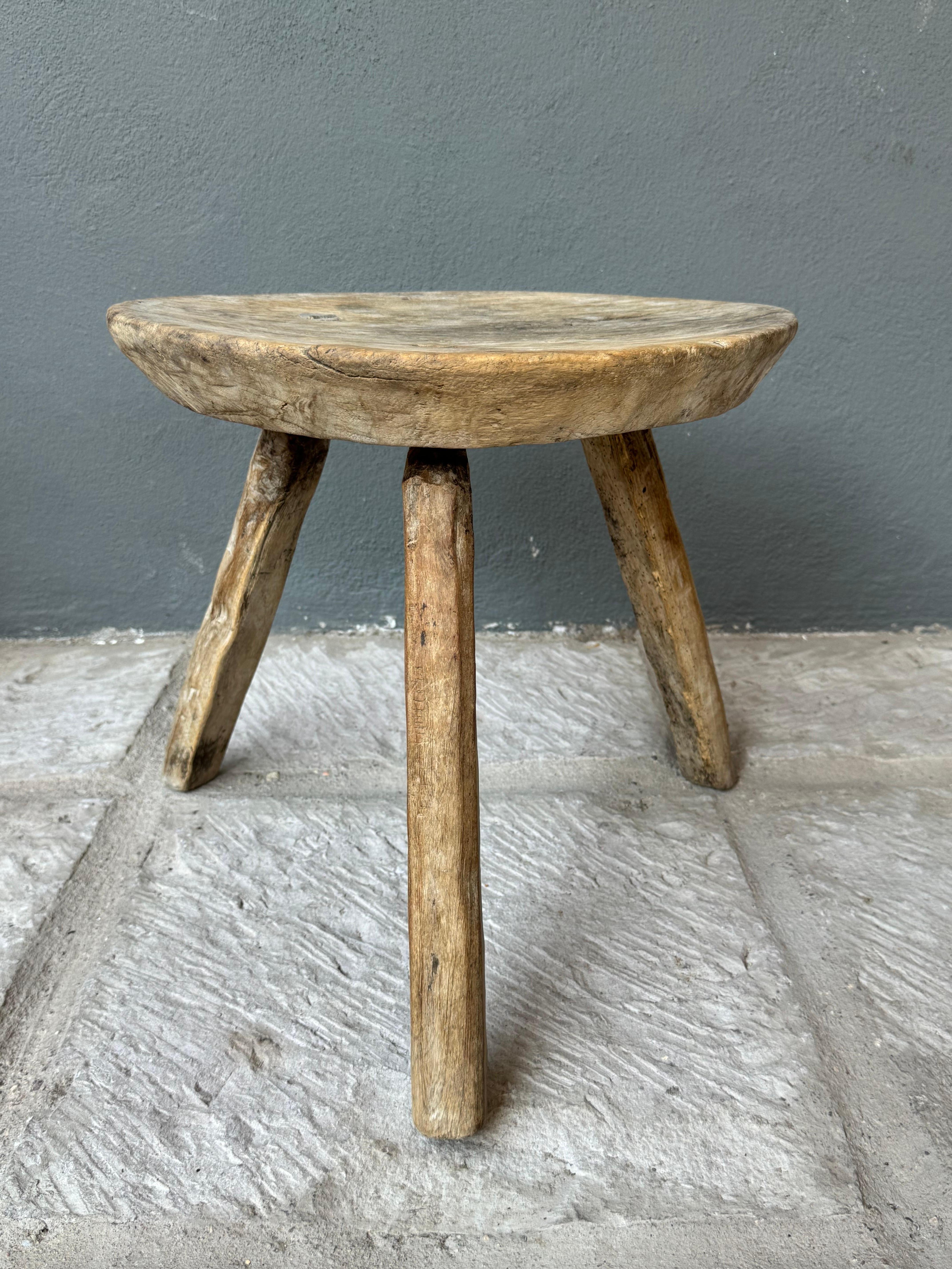 Hand-Carved Mesquite Stool From San Felipe, Guanajuato, Circa 1930´s. 3