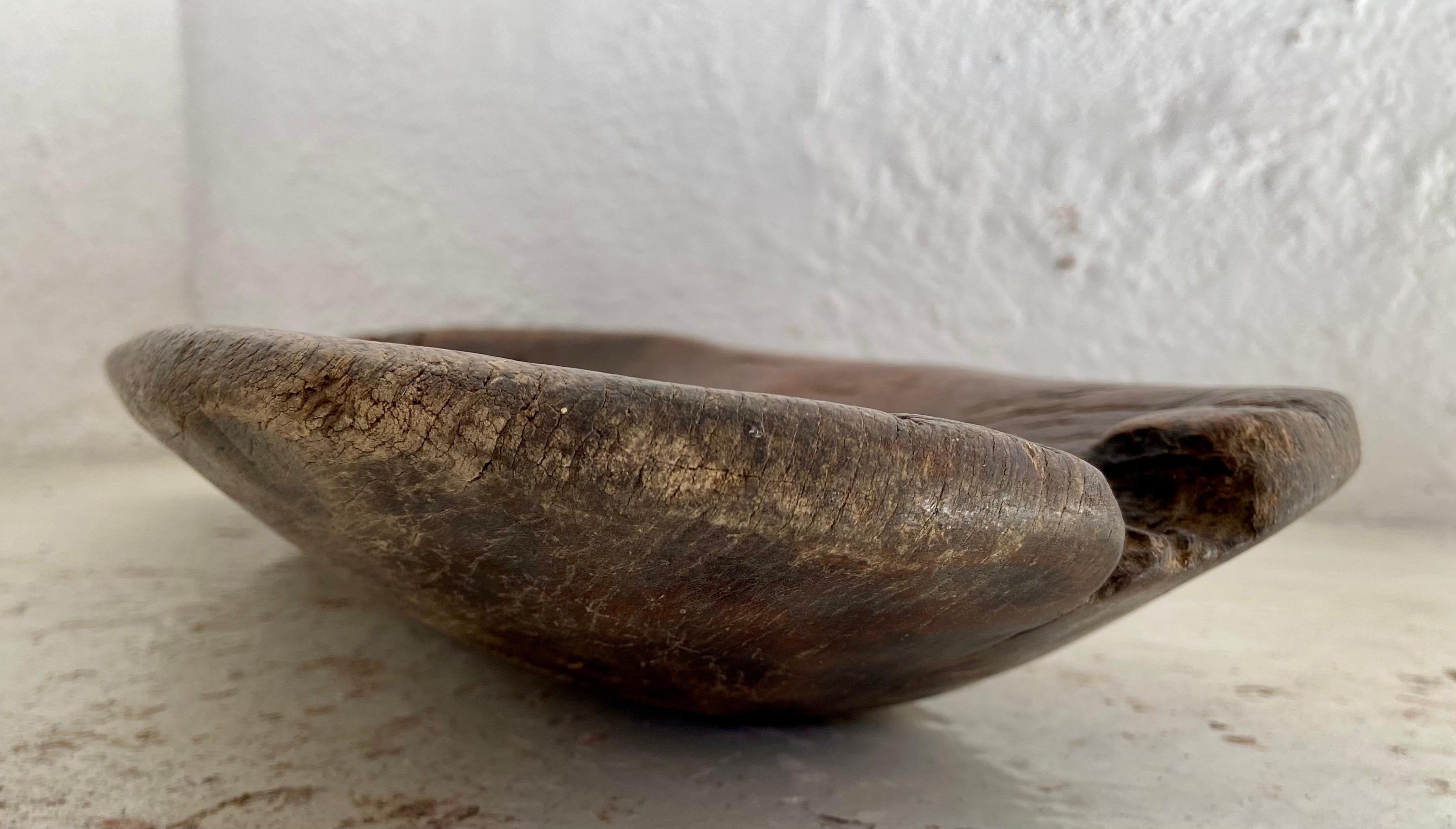 Rustic Hand Carved Mesquite Tray from Mexico, Early 20th Century