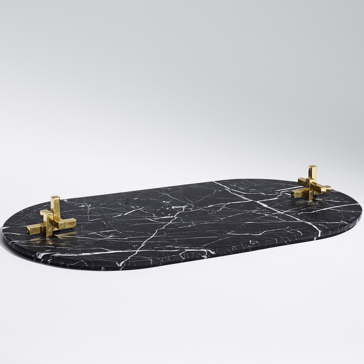 Hand Carved Metropolis Marble Tray (Unbekannt)